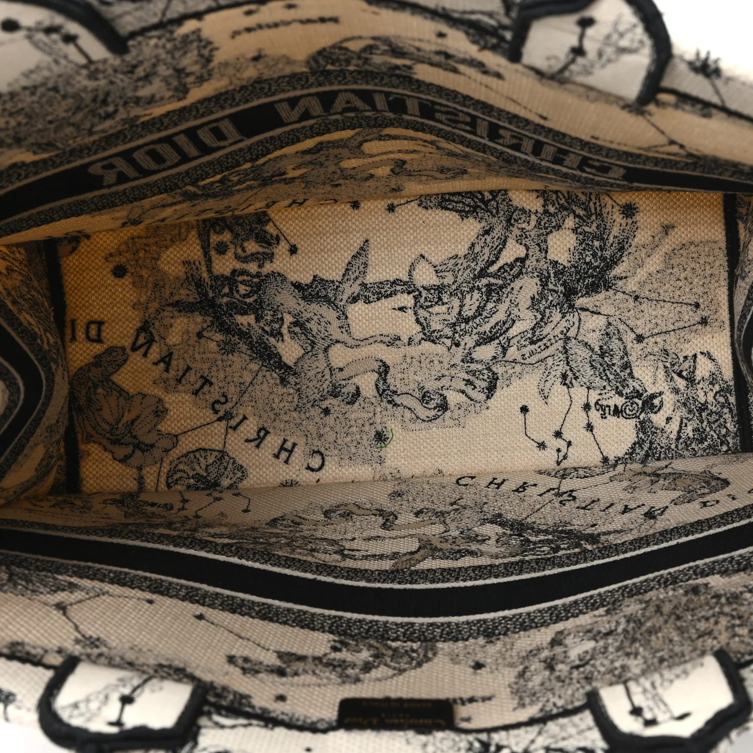Canvas Zodiac Toile De Jouy Embroidered Large Book Tote Latte - Image 4