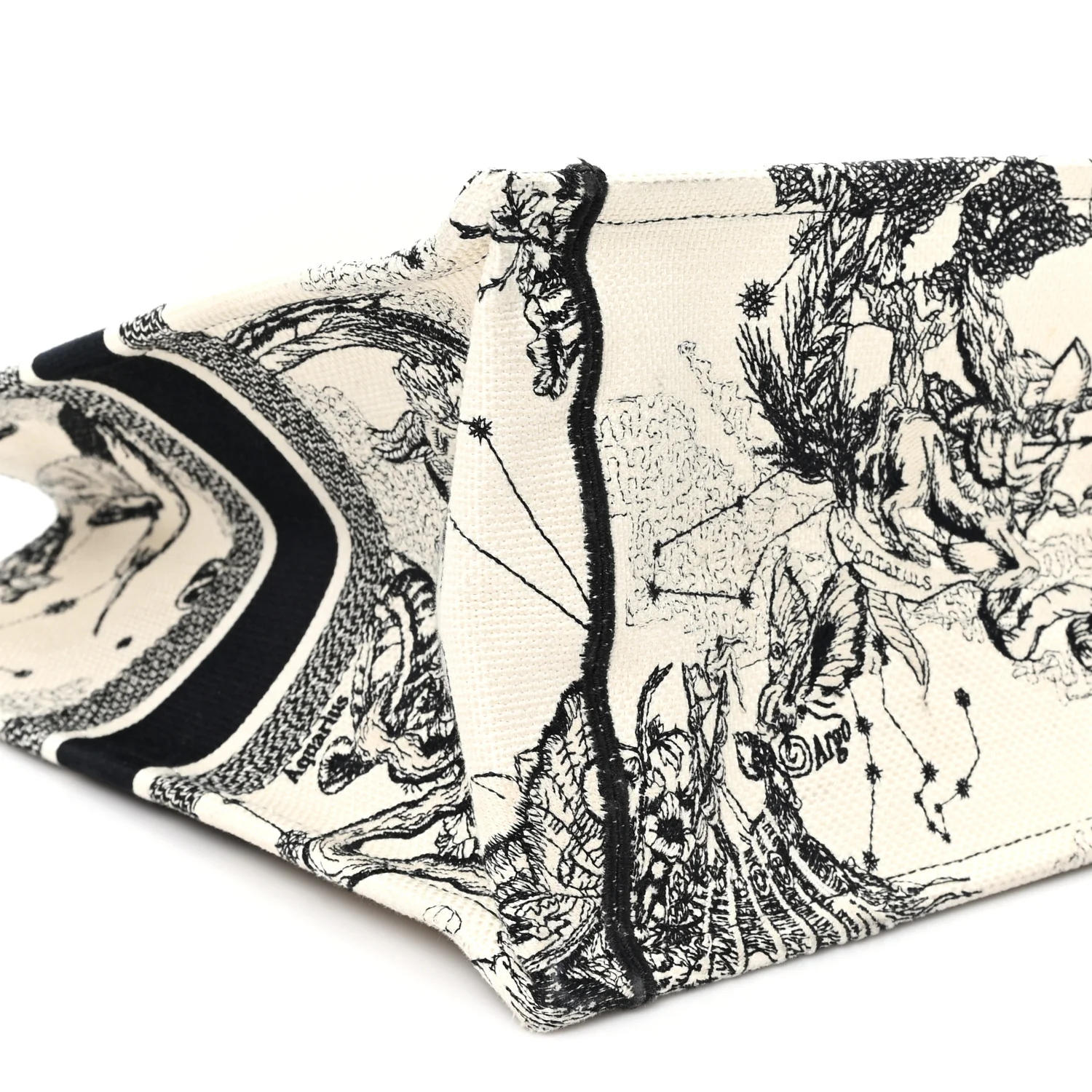 Canvas Zodiac Toile De Jouy Embroidered Large Book Tote Latte - Image 8