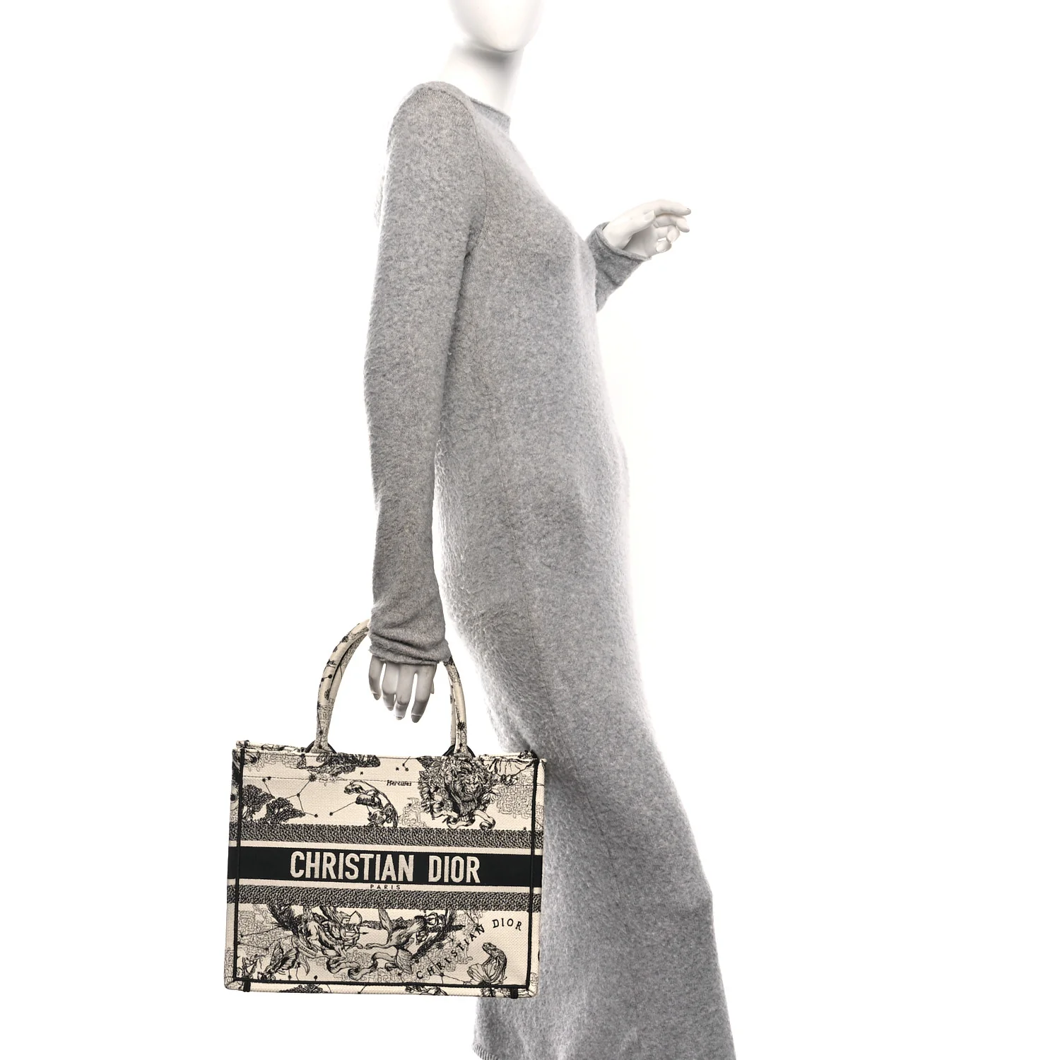 Canvas Zodiac Toile De Jouy Embroidered Medium Book Tote Latte - Image 2