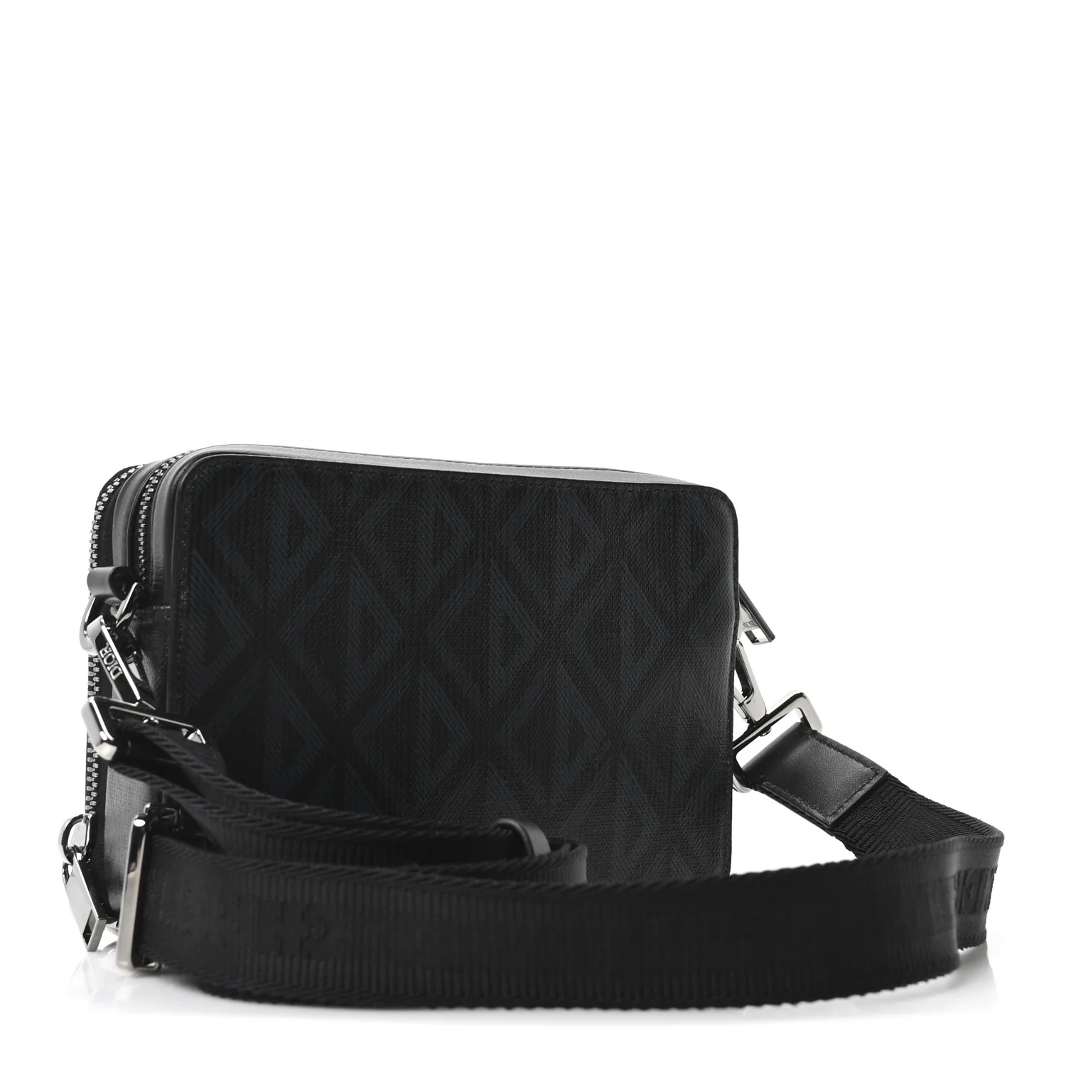 Coated Canvas CD Diamond Messenger Pouch Black - Image 3