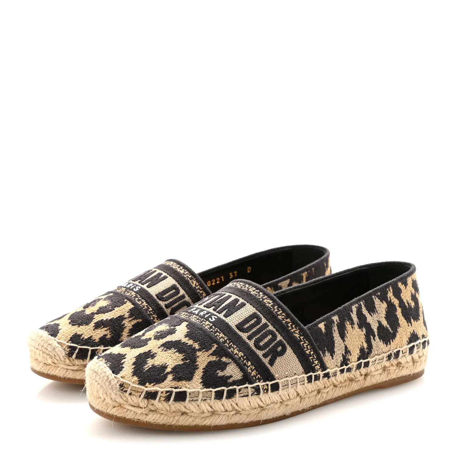 Cotton Embroidered Leopard Print Granville Espadrille 37 Natural - Image 4