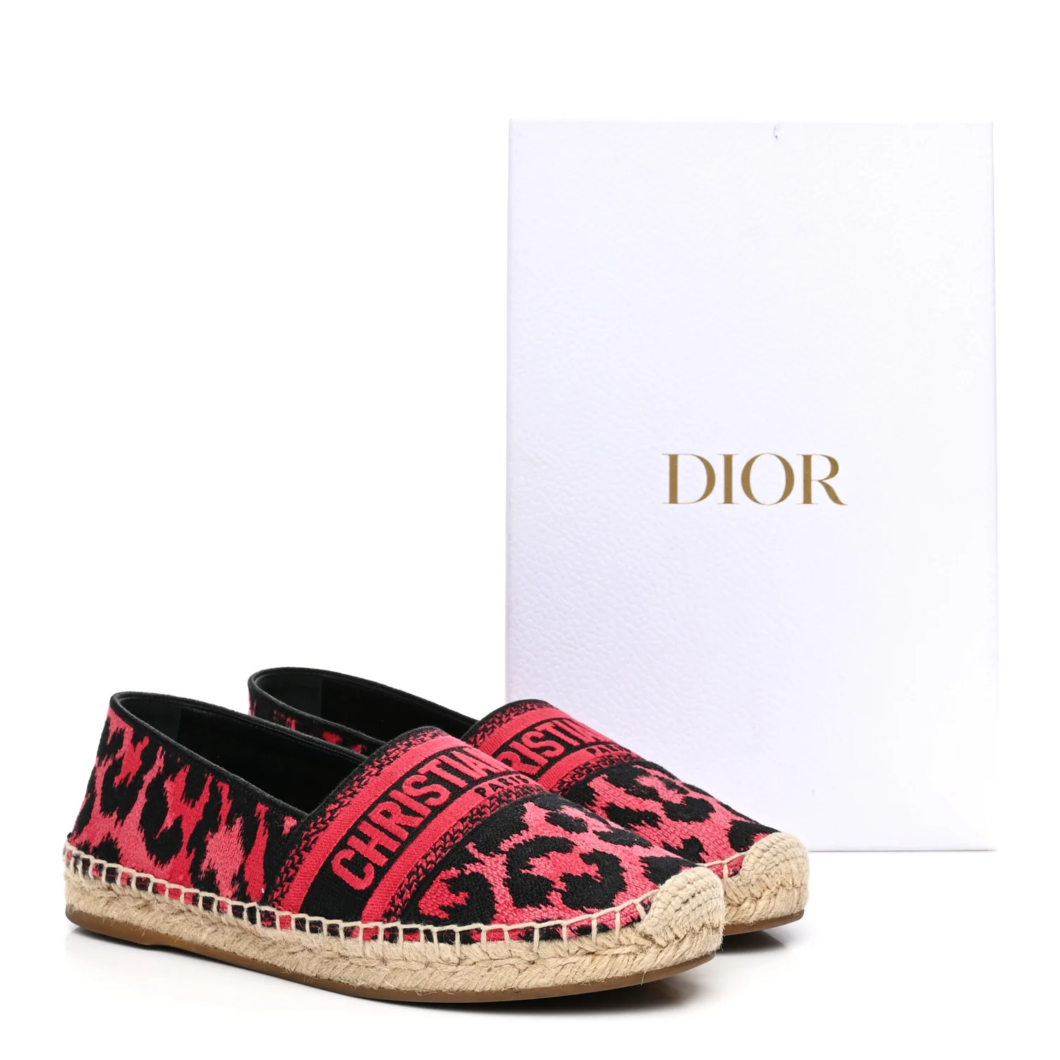 Cotton Embroidered Leopard Print Granville Espadrille 37 Red - Image 10