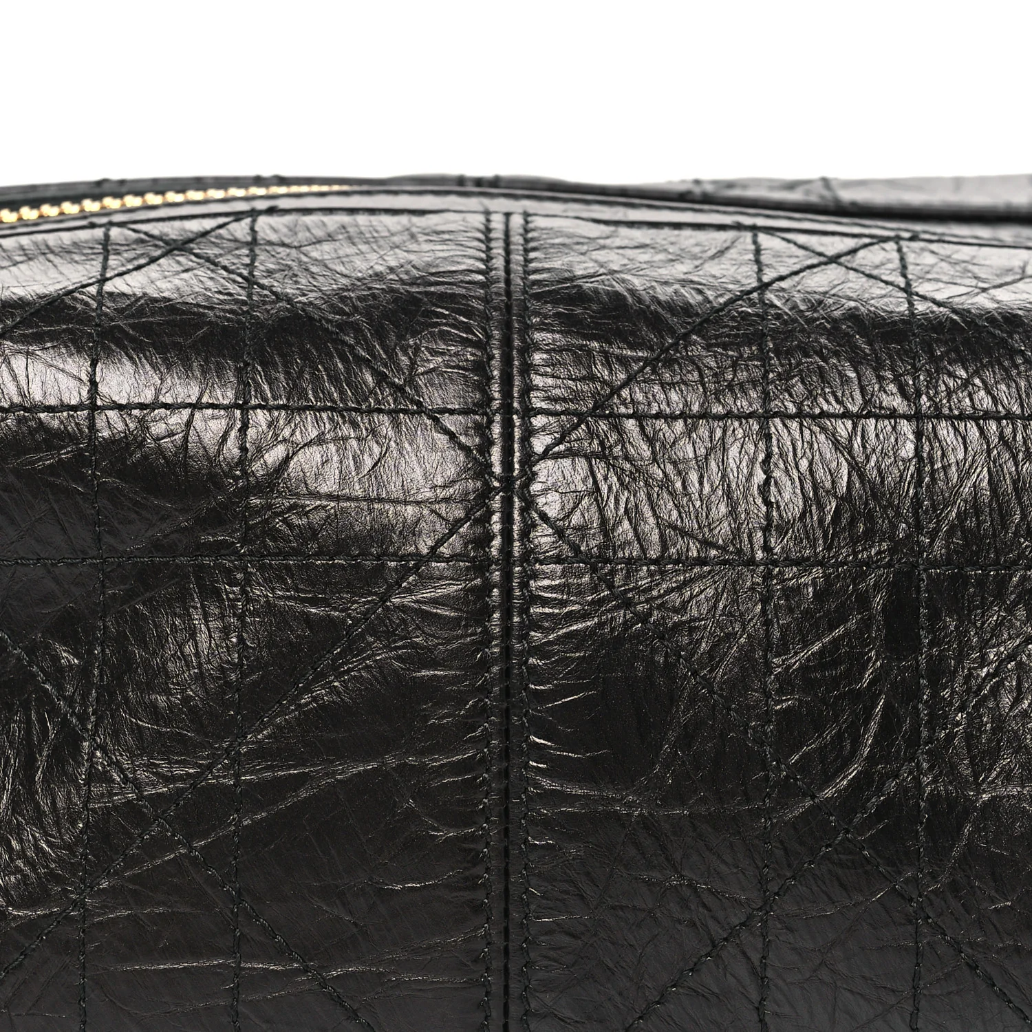 Crinkled Calfskin Macrocannage Medium D-Journey Bag Black - Image 8