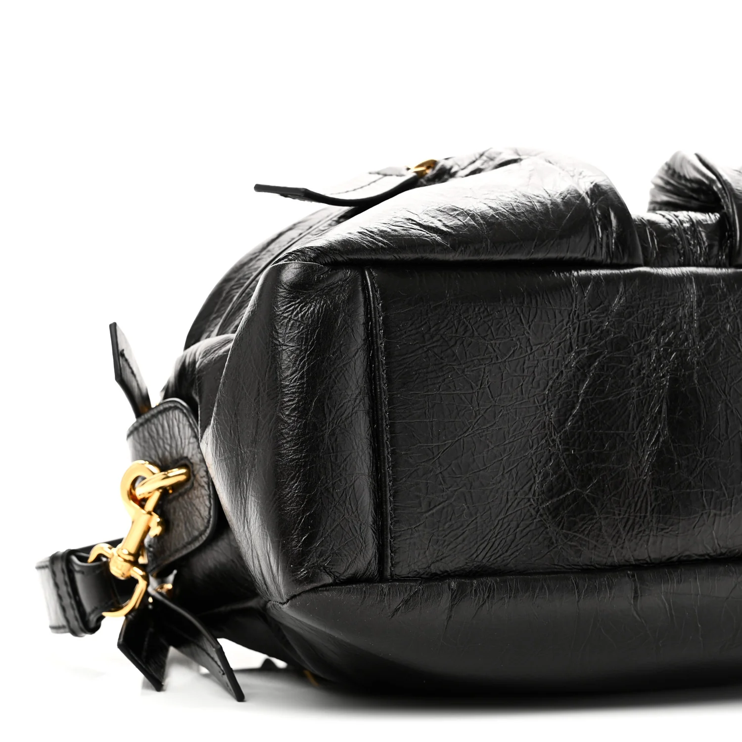 Crinkled Calfskin Small Grand Tour Bowling Bag Black - Image 11
