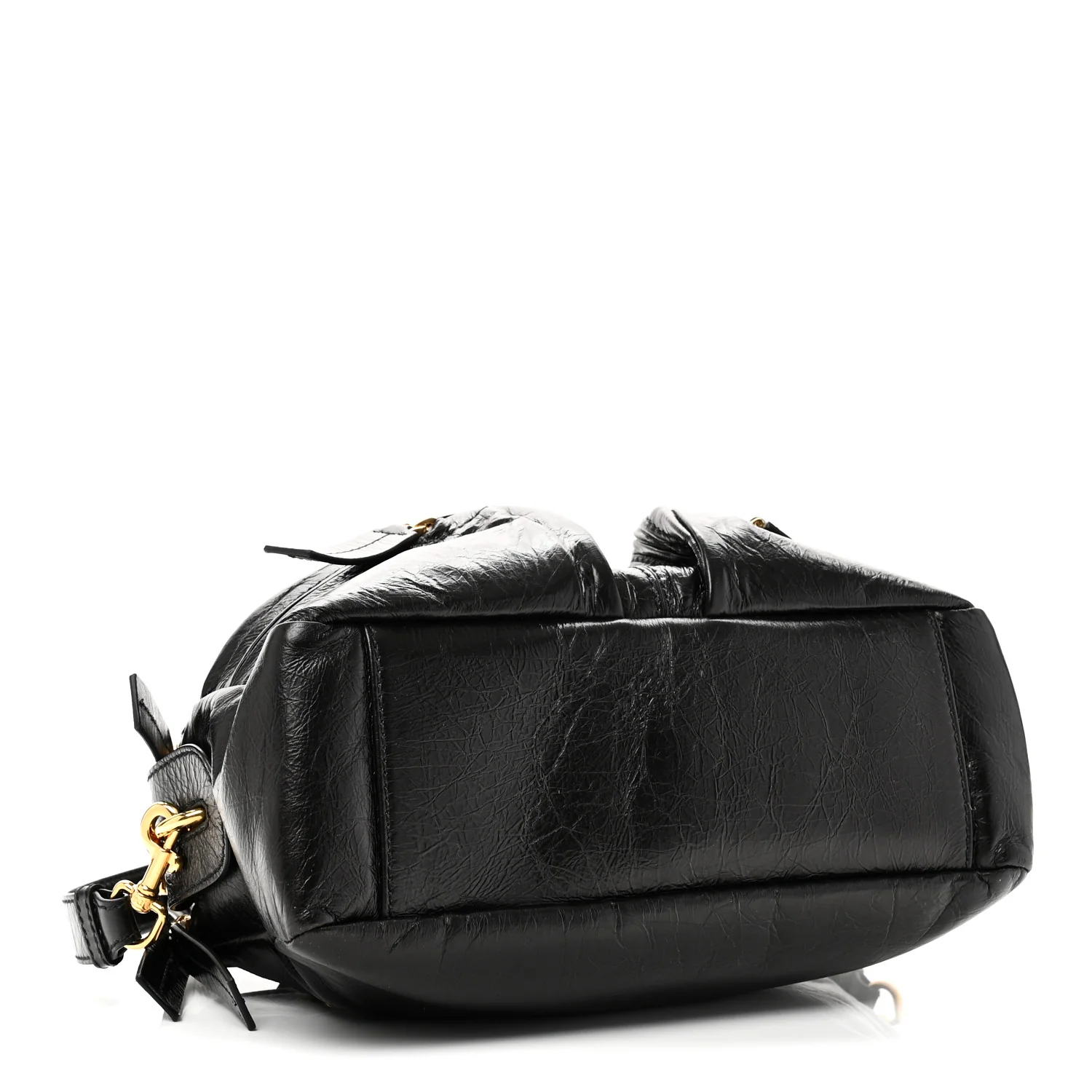 Crinkled Calfskin Small Grand Tour Bowling Bag Black - Image 4