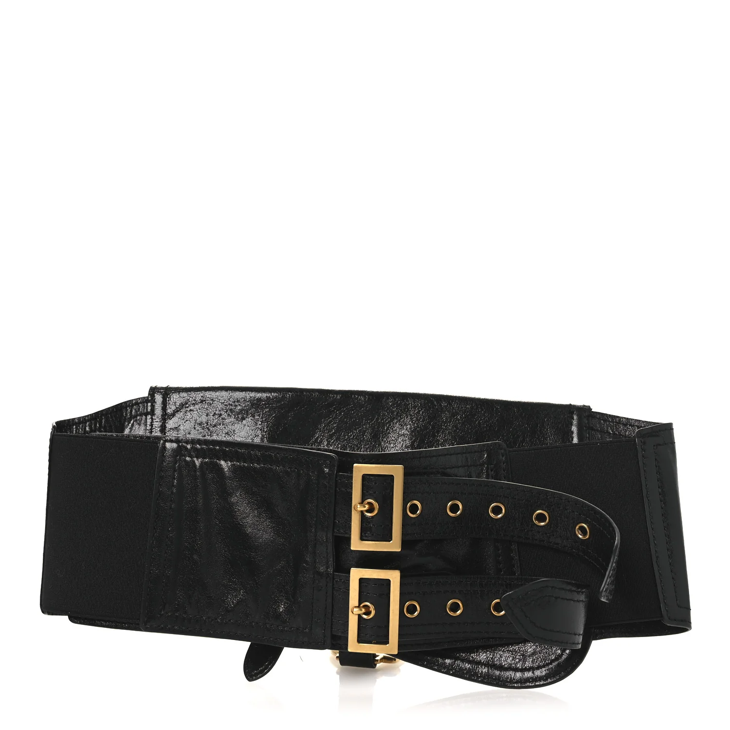 Crinkled Lambskin 135mm Saddle Belt S/M Black - Image 2