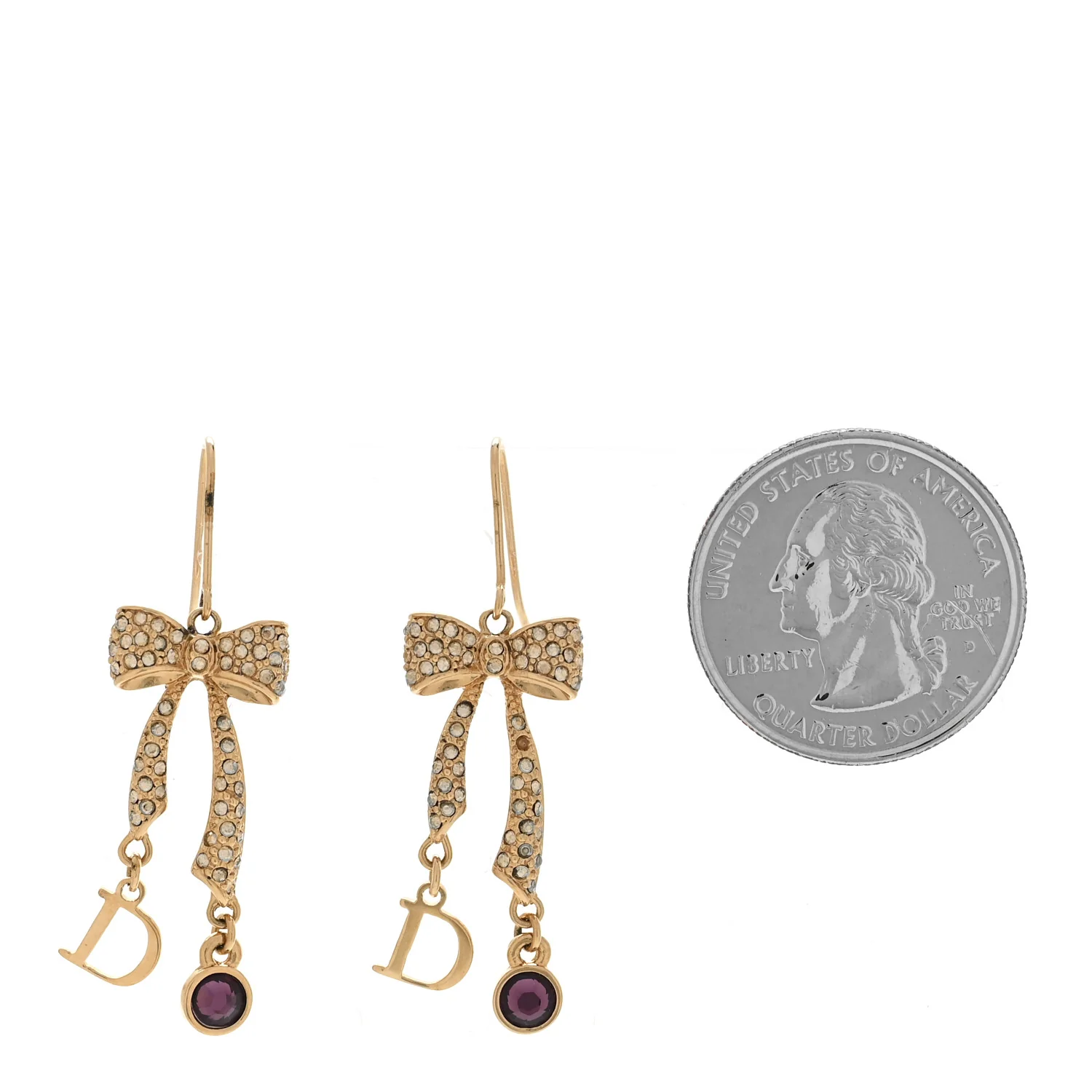 Crystal Bow Earrings Gold - Image 2