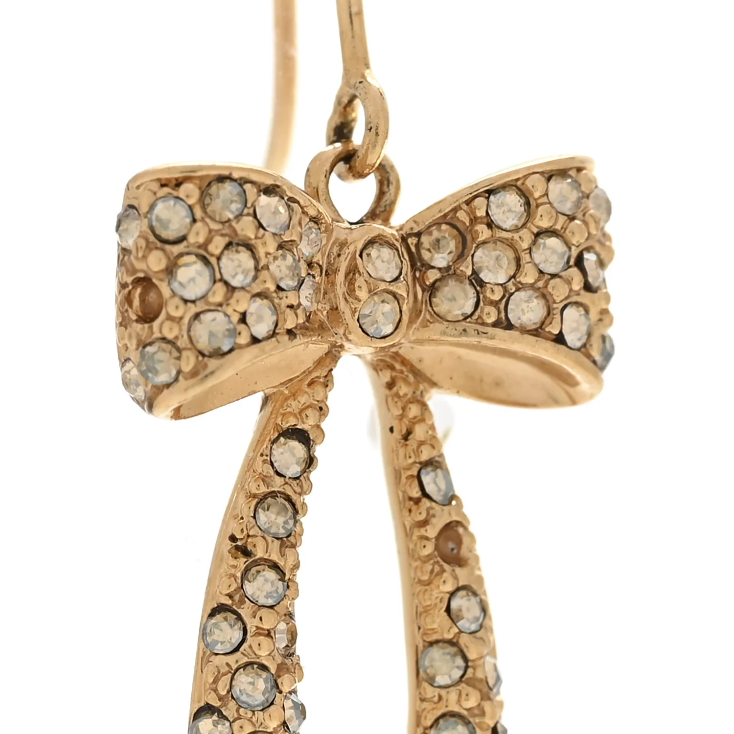 Crystal Bow Earrings Gold - Image 6