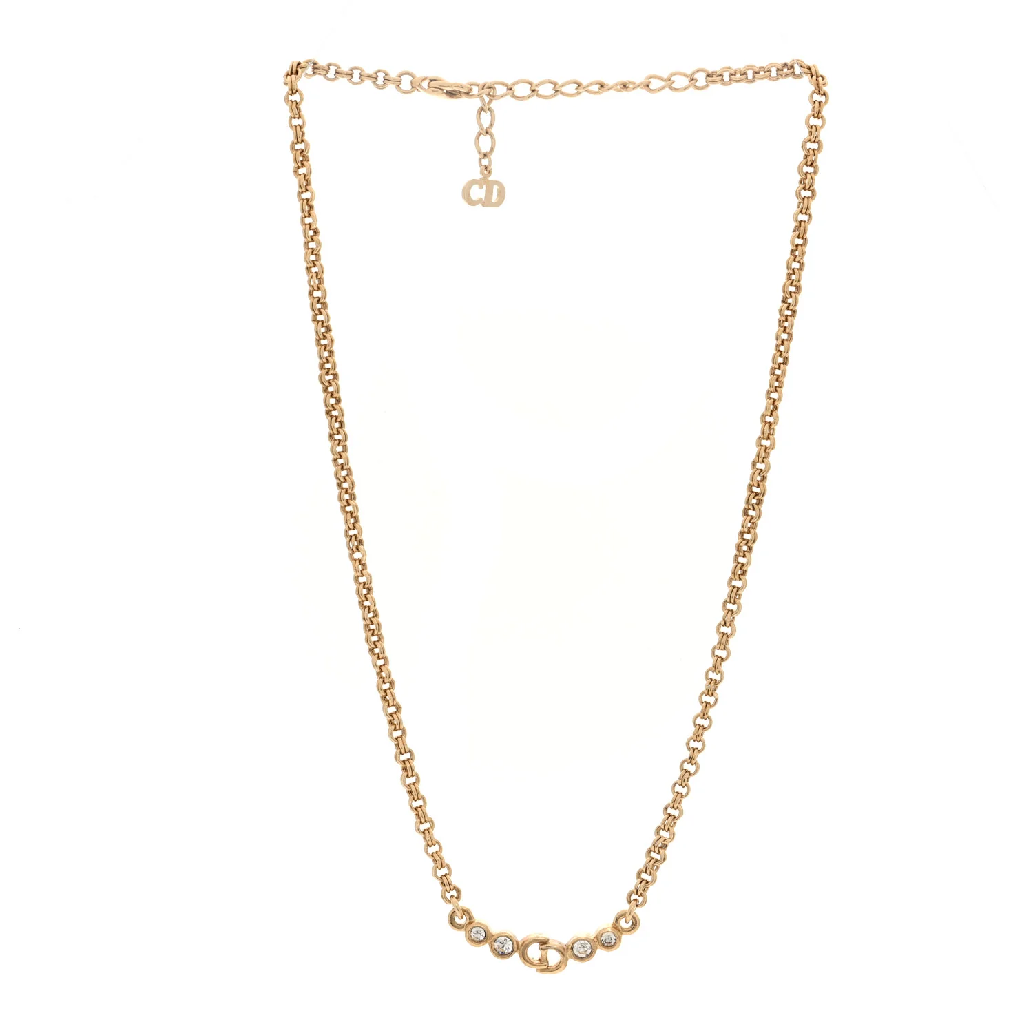 Crystal CD Chain Necklace Gold - Image 3