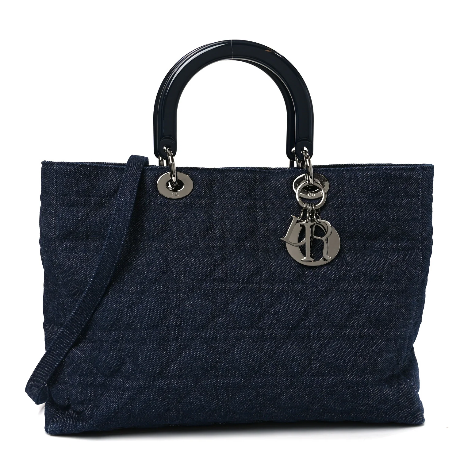 Denim Cannage Large Soft Lady Dior Tote Blue