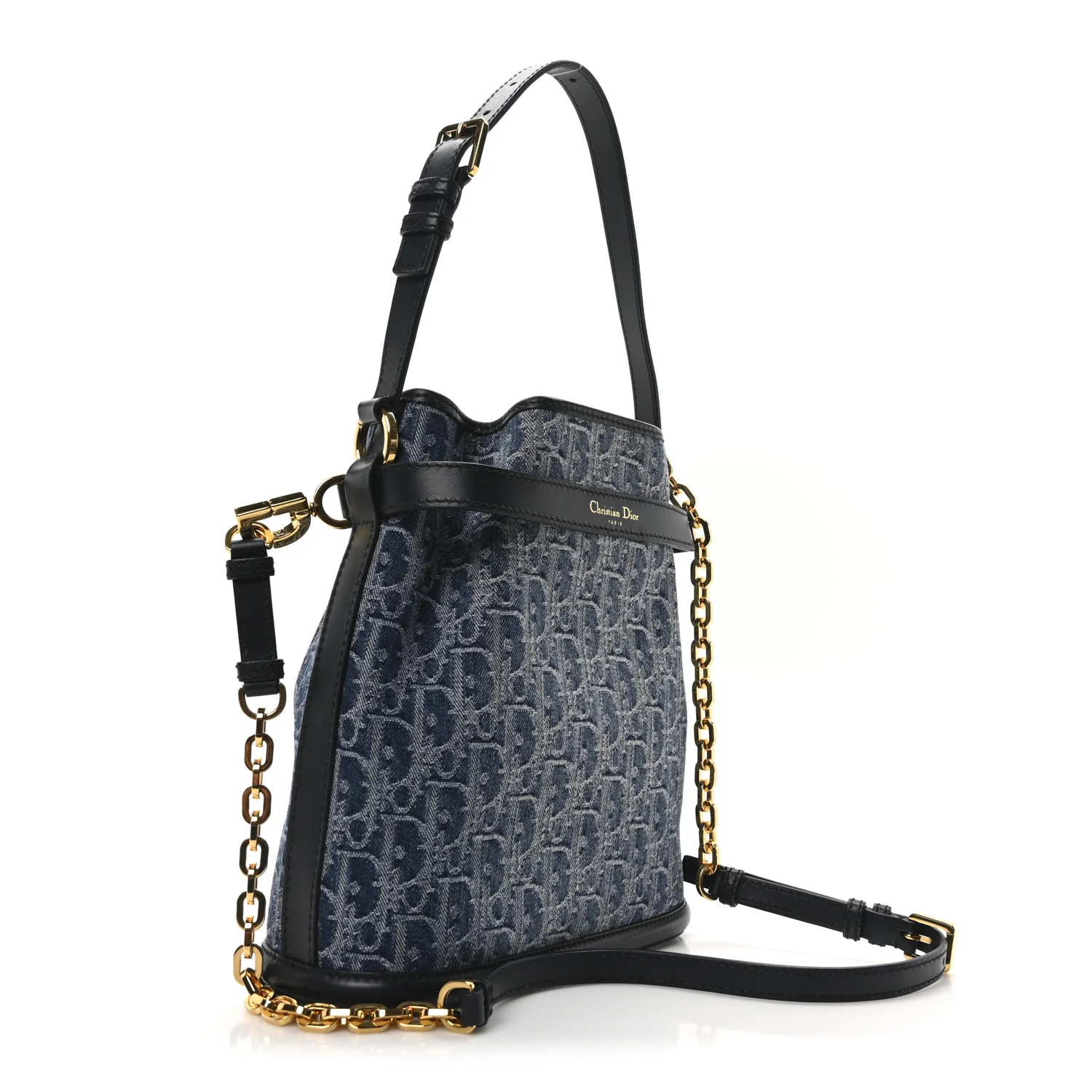 Denim Jacquard Oblique C'est Dior Bucket Bag Blue - Image 5
