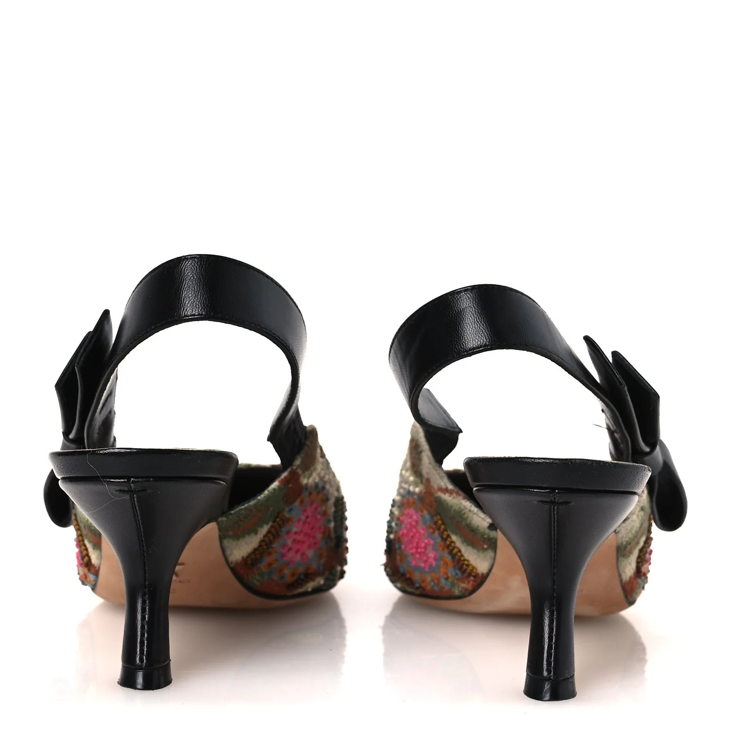 Embroidered Calfskin Beaded Sweet D Sling-Back Pumps 36 Cypress - Image 6
