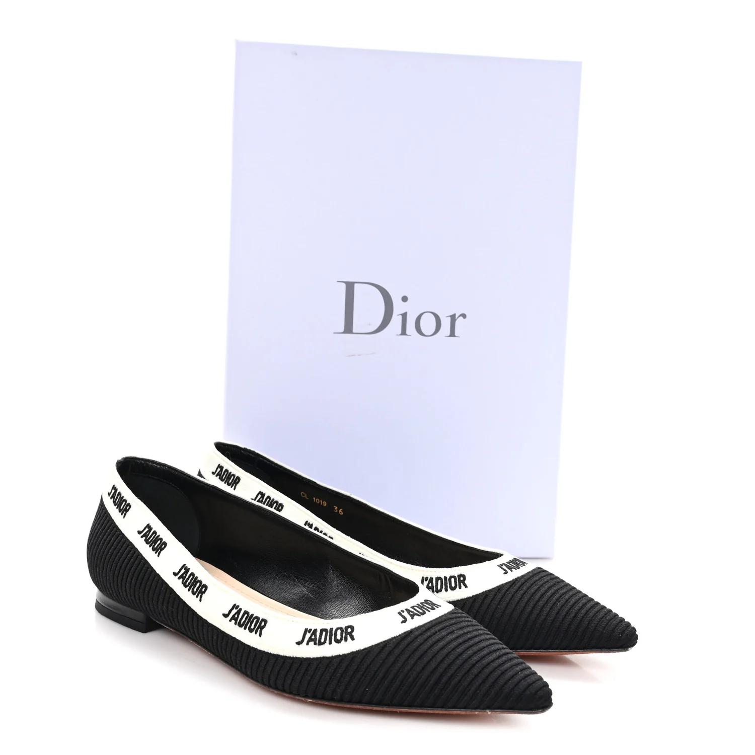 Fabric Ribbon Embroidered J'Adior Ballet Flats 36 Black - Image 10