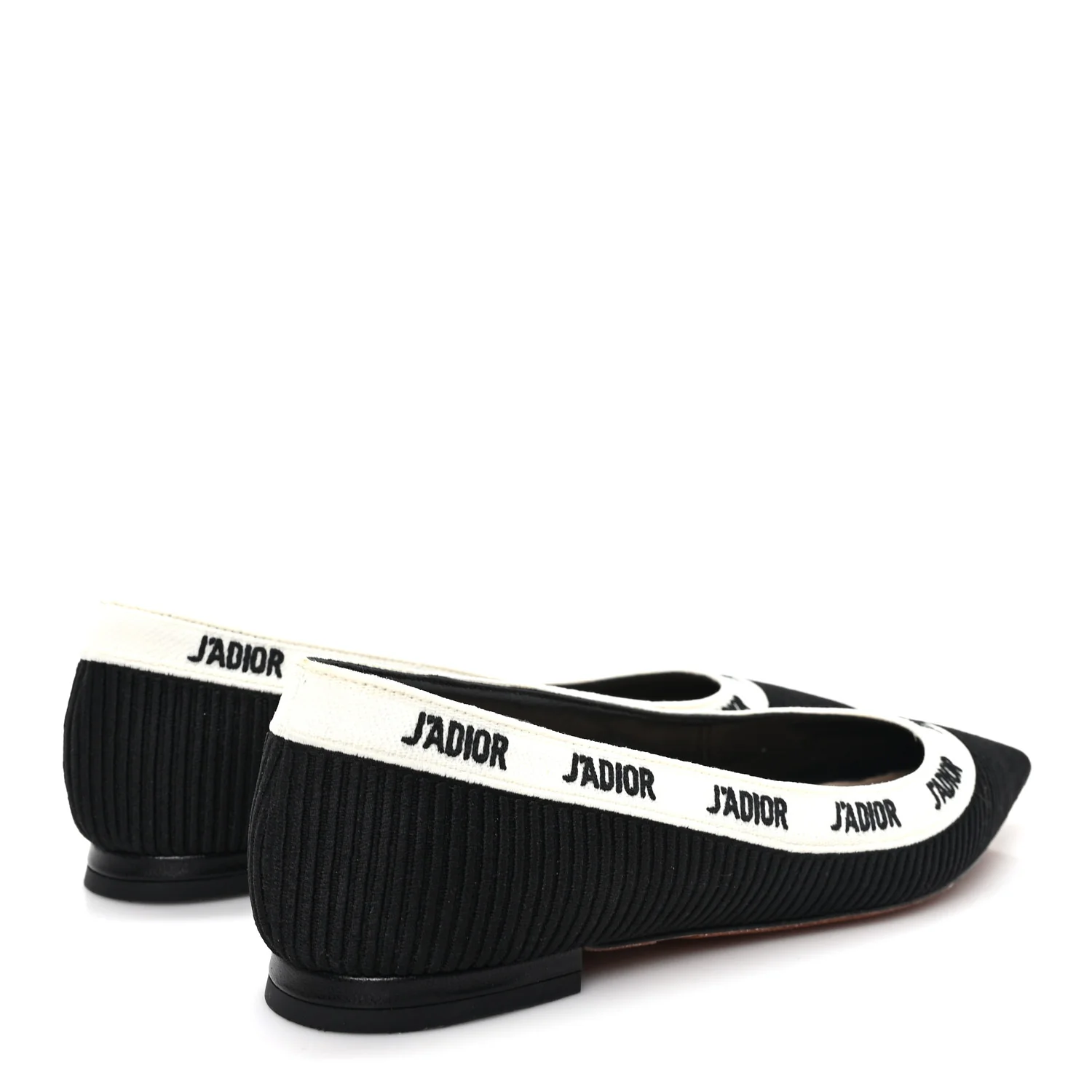 Fabric Ribbon Embroidered J'Adior Ballet Flats 36 Black - Image 5