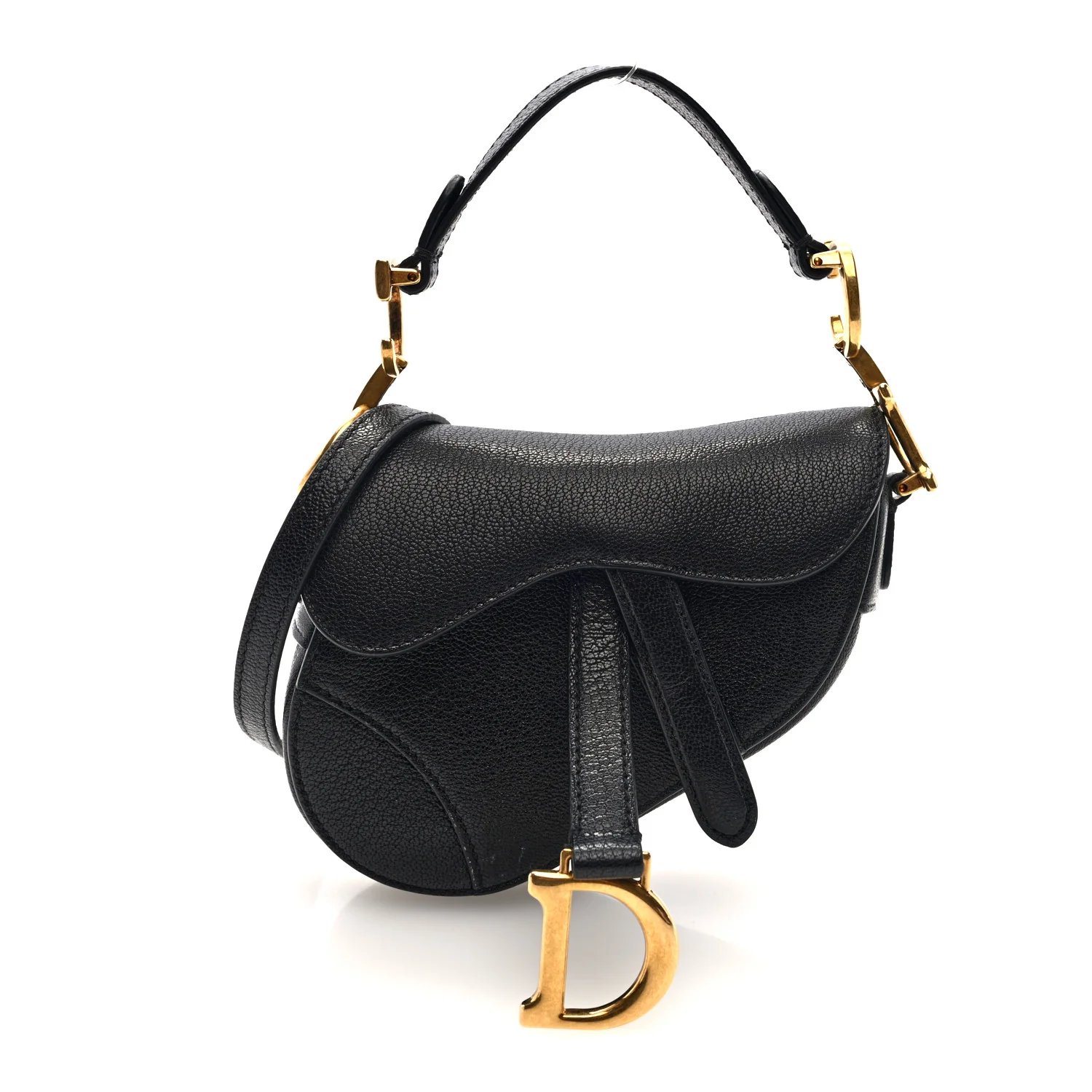 Goatskin Micro Saddle Bag With Strap Black