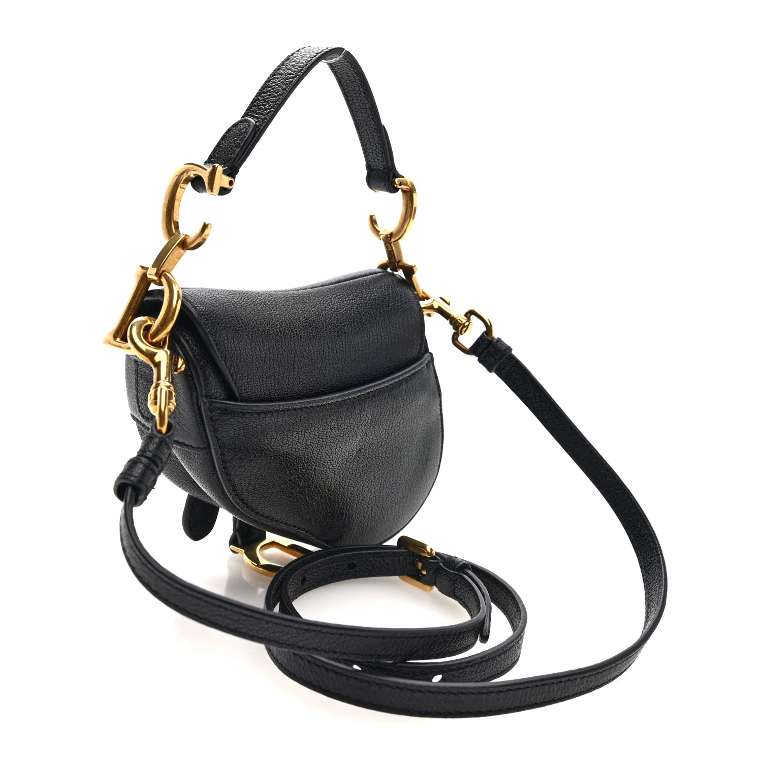 Goatskin Micro Saddle Bag With Strap Black - Image 3