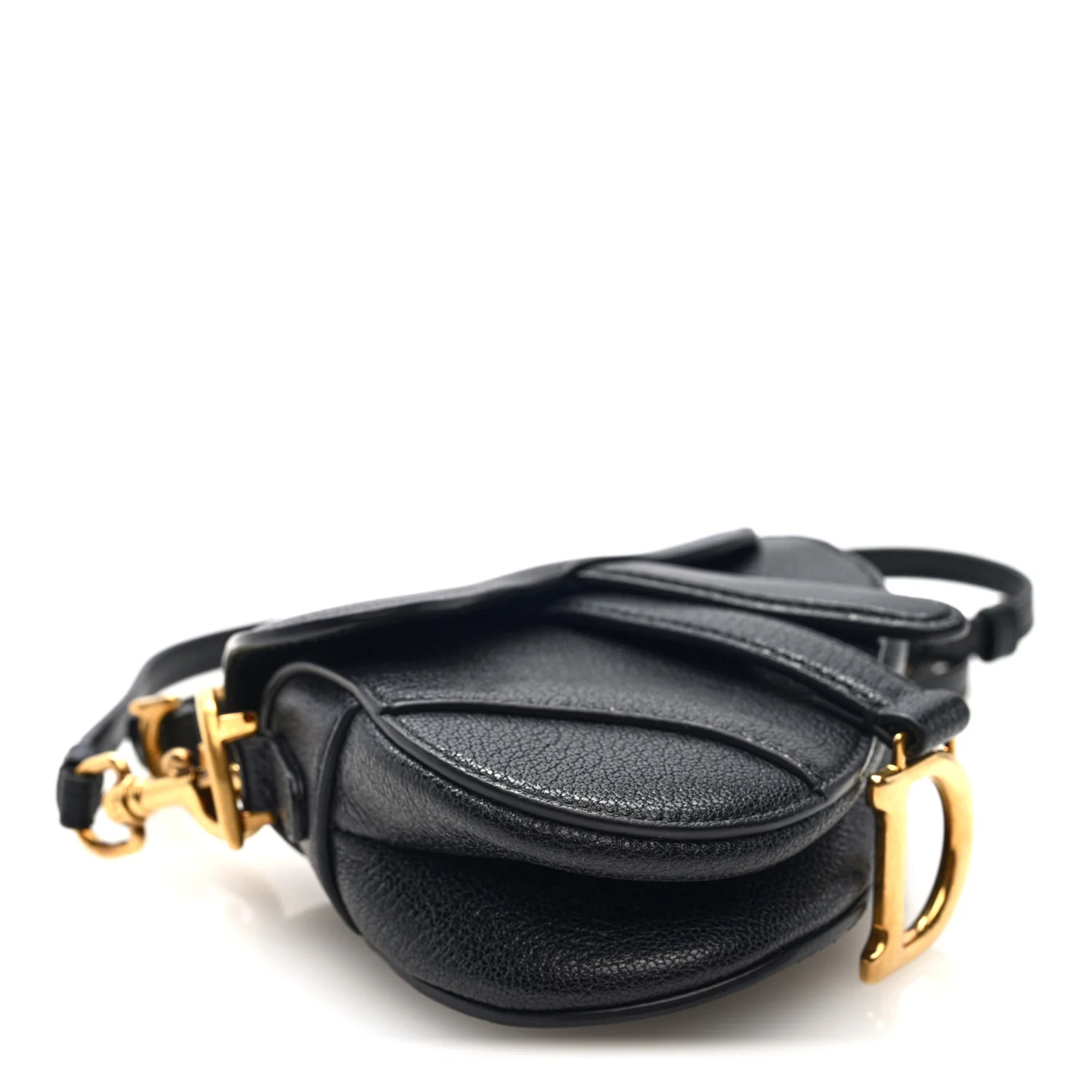 Goatskin Micro Saddle Bag With Strap Black - Image 4