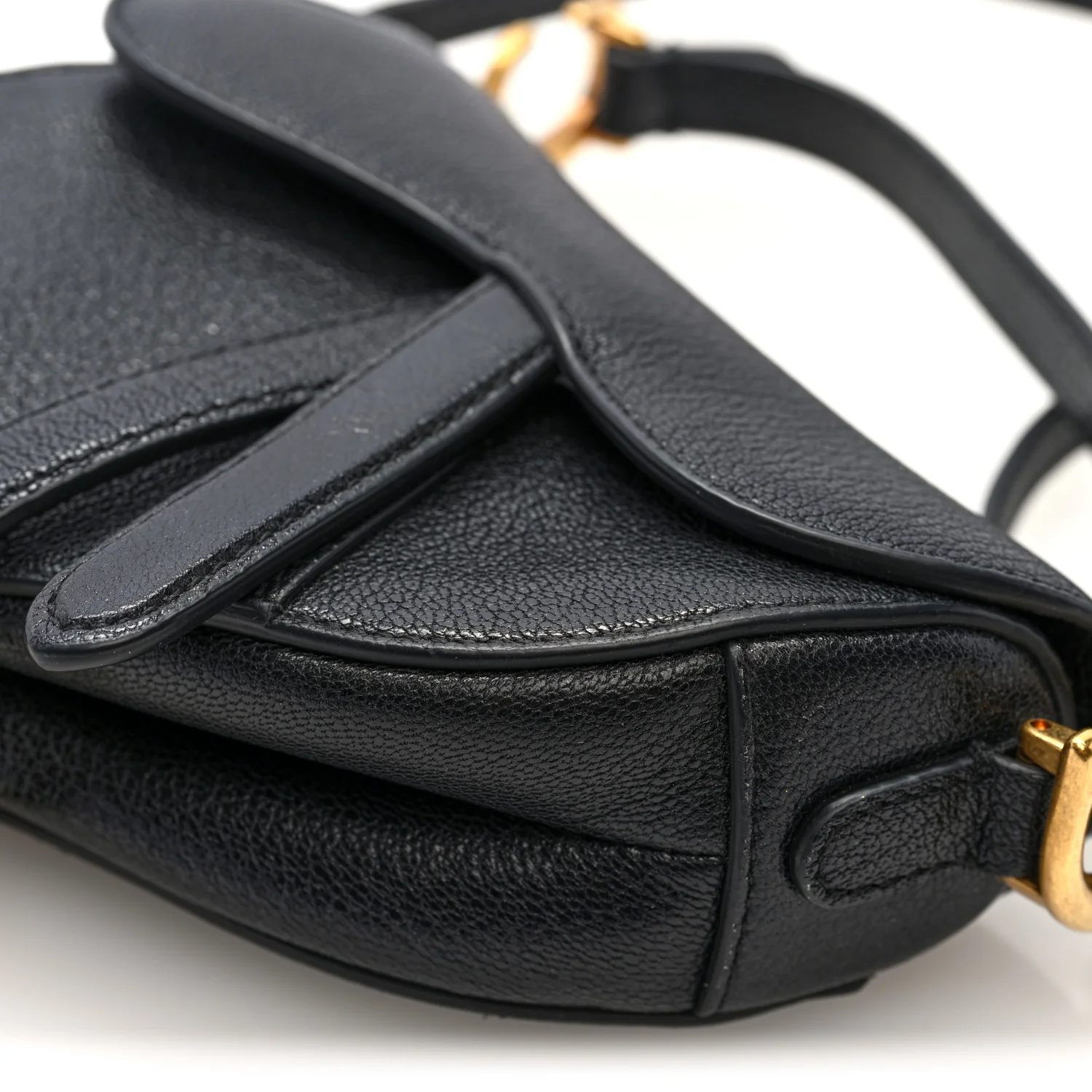 Goatskin Micro Saddle Bag With Strap Black - Image 9