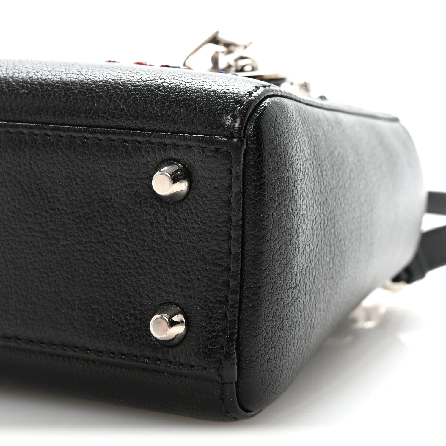 Goatskin Sequin Embroidered Mini Lady Dior Black - Image 9