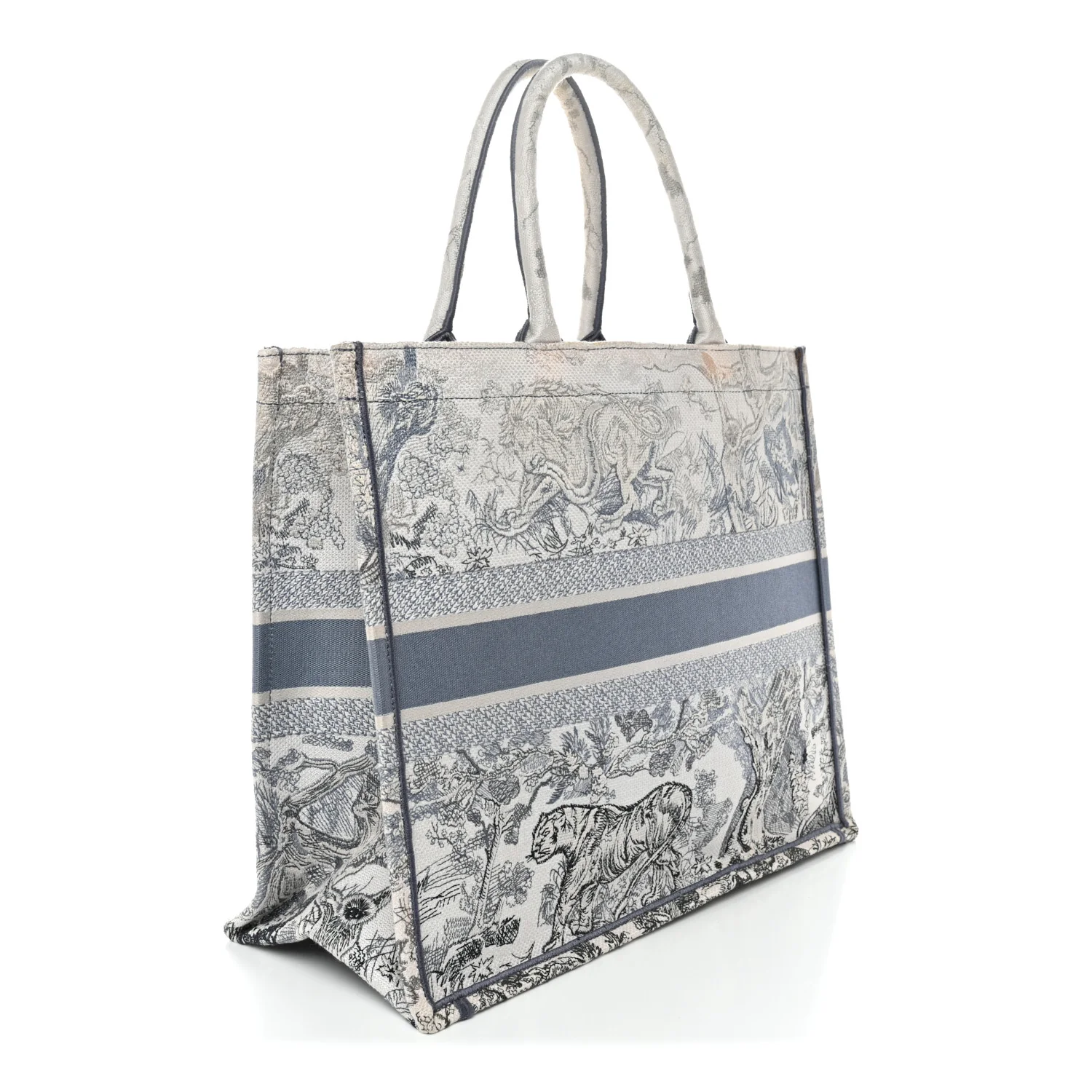 Gradient Canvas Embroidered Large Dioriviera Toile De Jouy Book Tote Blue - Image 3