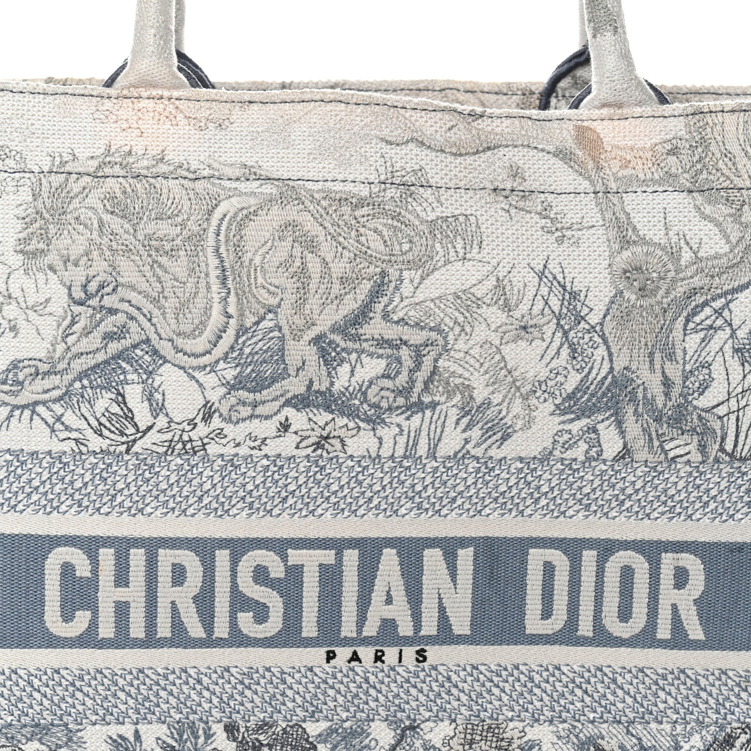 Gradient Canvas Embroidered Large Dioriviera Toile De Jouy Book Tote Blue - Image 8