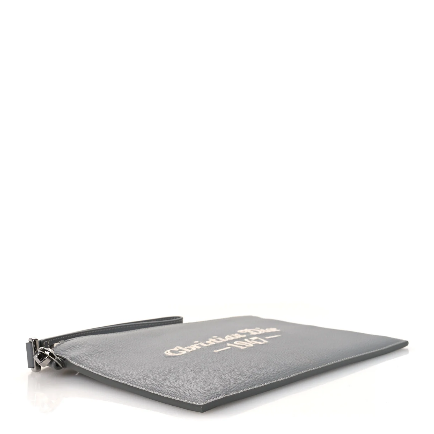 Grained Calfskin 1947 Signature A5 Pouch Grey White - Image 4