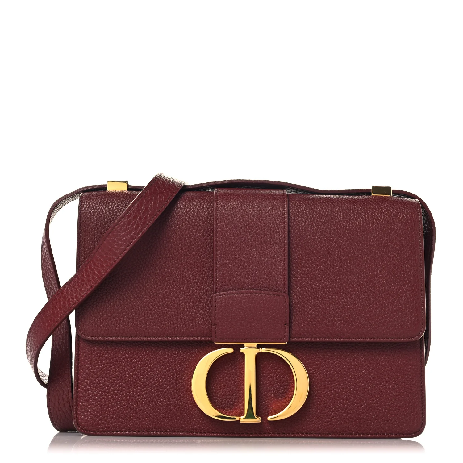 Grained Calfskin 30 Montaigne Flap Bag Red Brick