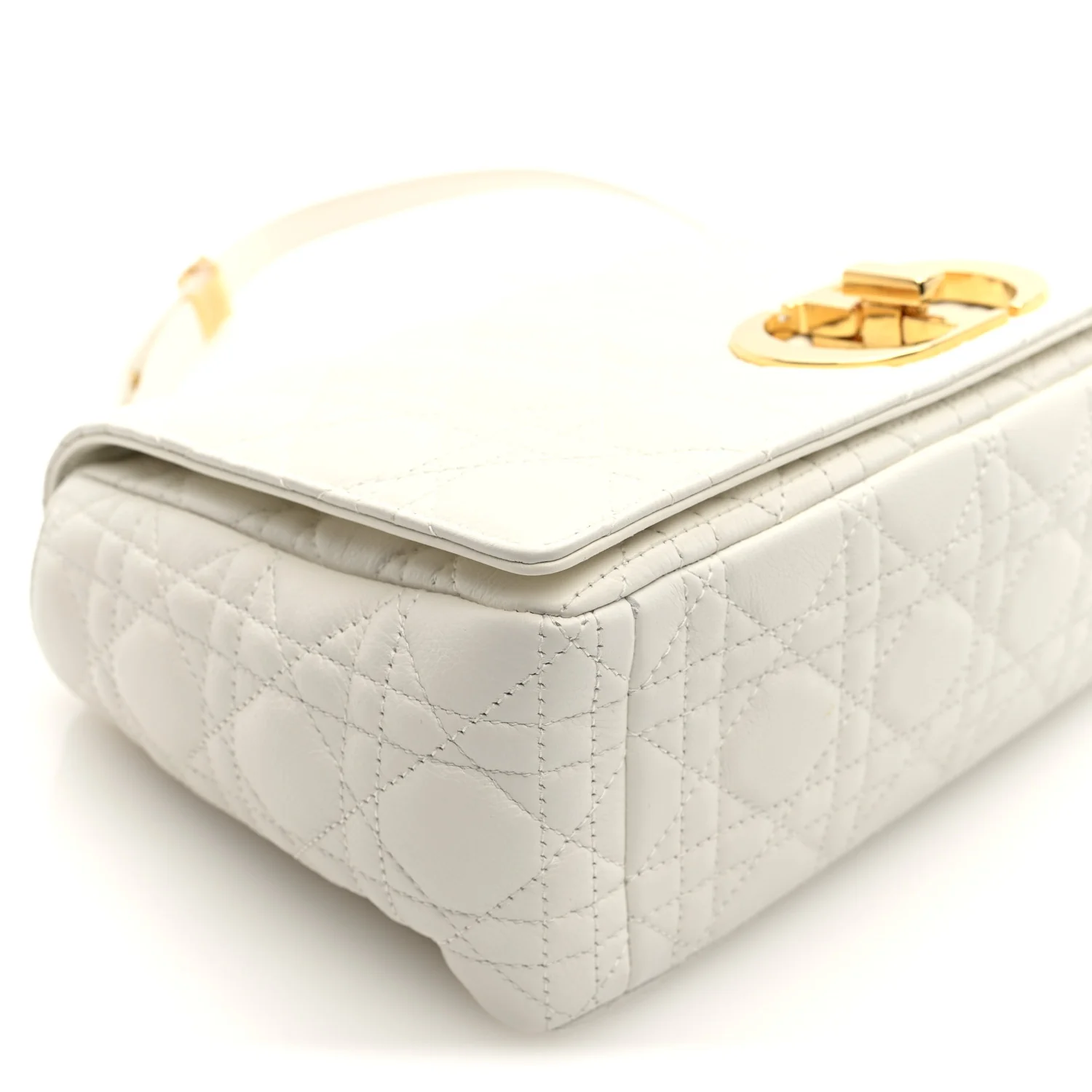 Grained Calfskin Cannage Large Caro Bag Ivory - Image 9
