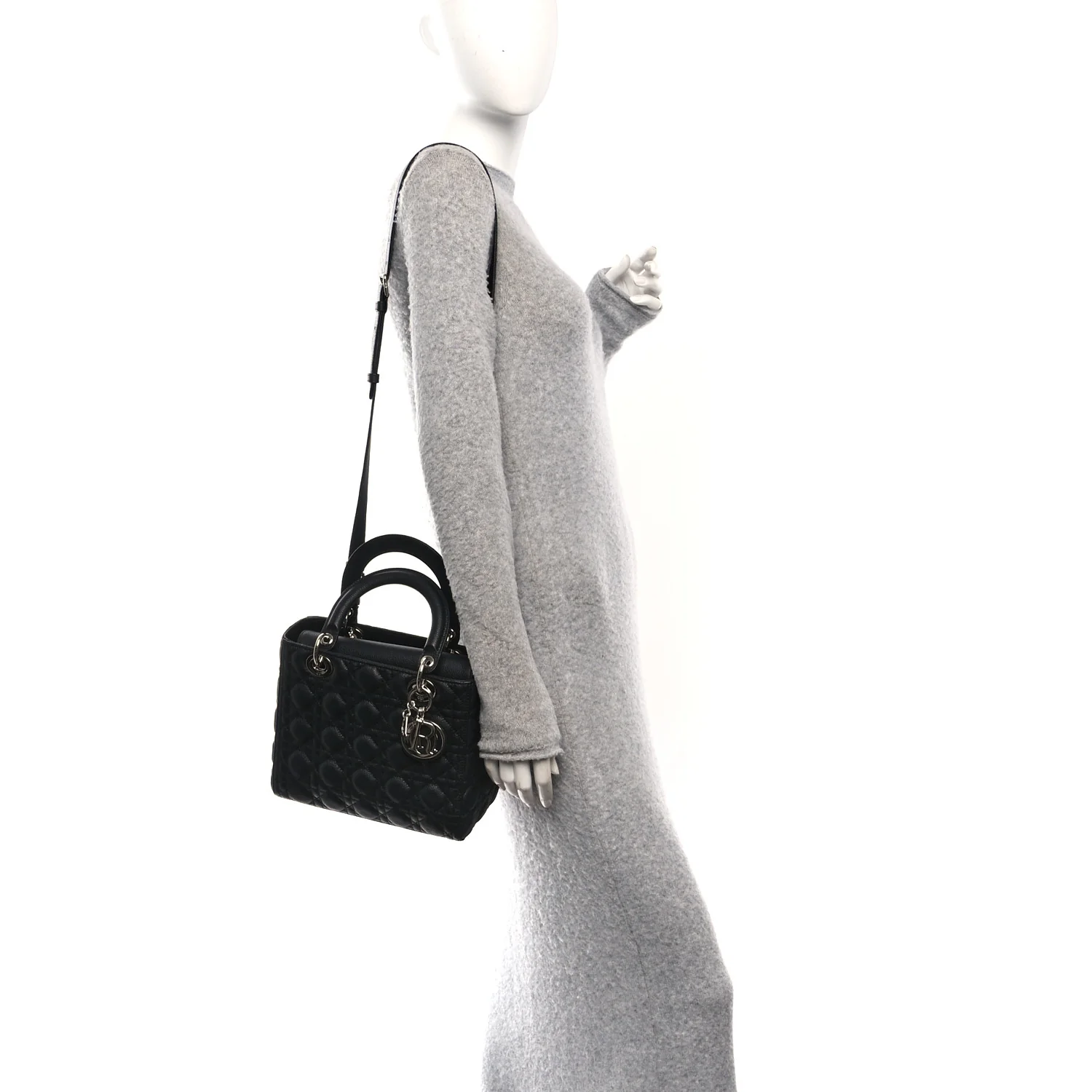 Grained Calfskin Cannage Medium Lady Dior Black - Image 2