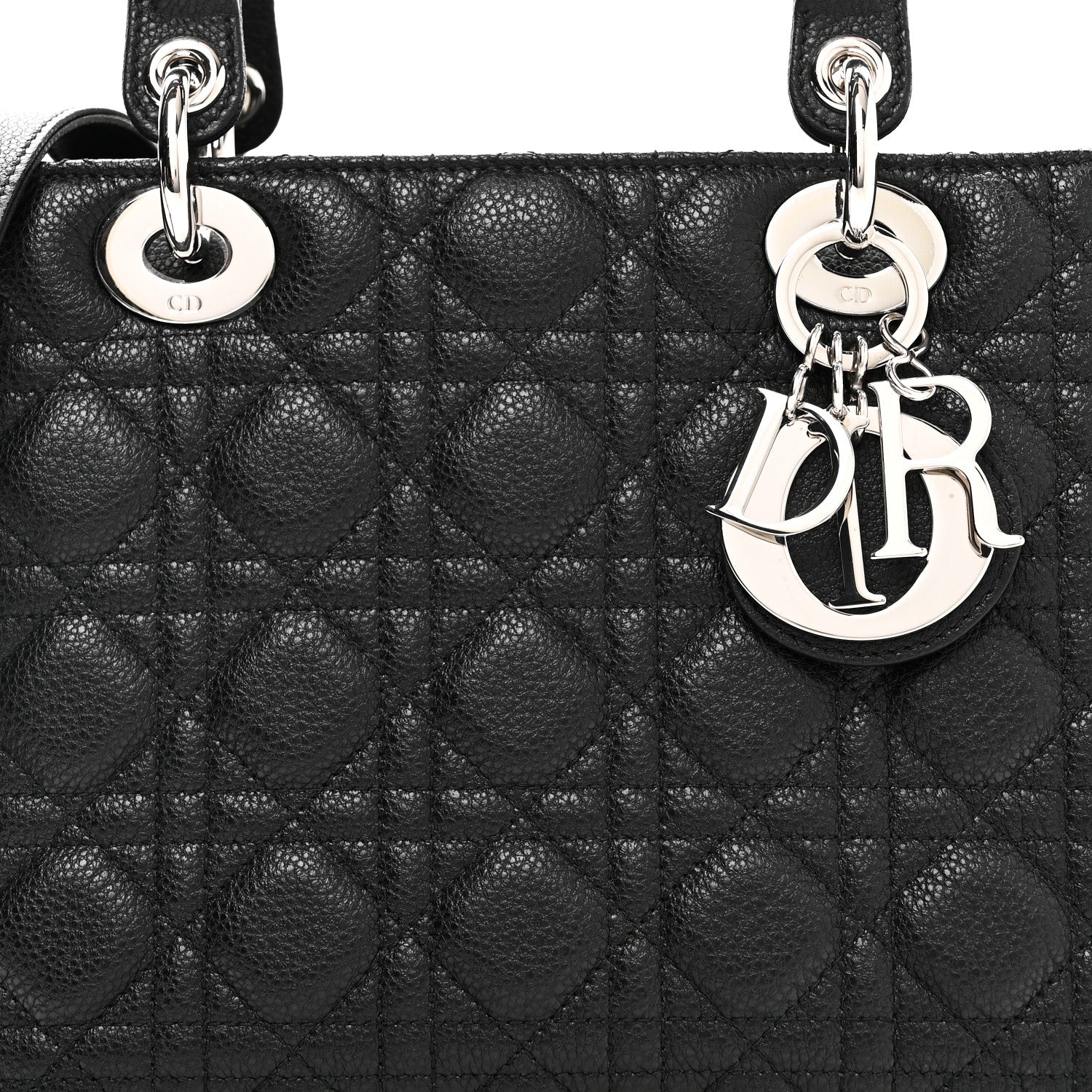 Grained Calfskin Cannage Medium Lady Dior Black - Image 8