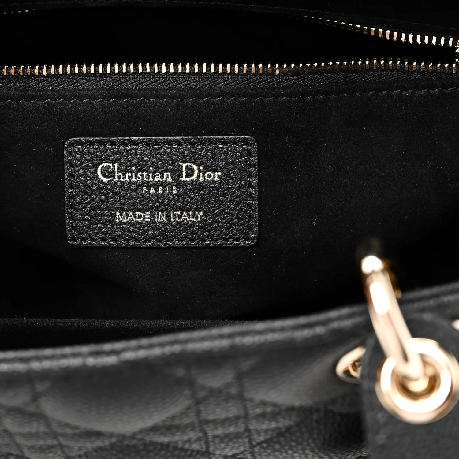 Grained Calfskin Cannage Medium Lady Dior Black - Image 6