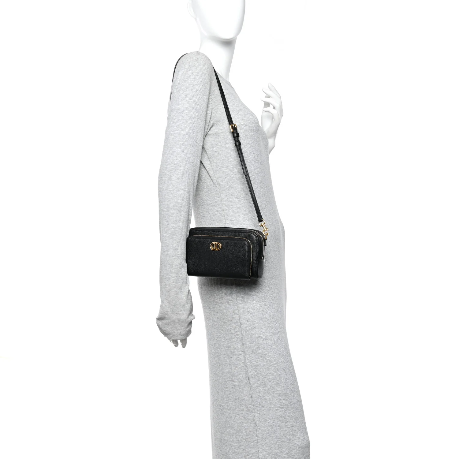 Grained Calfskin Caro Double Pouch Black - Image 2