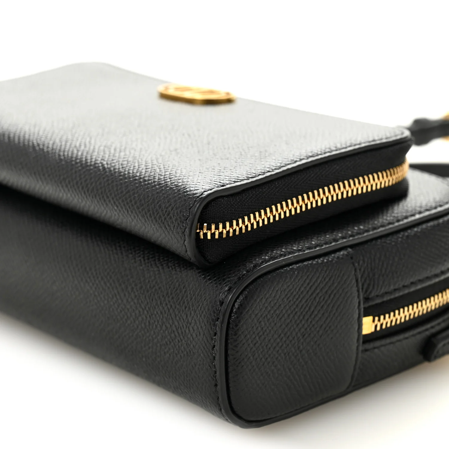 Grained Calfskin Caro Double Pouch Black - Image 9