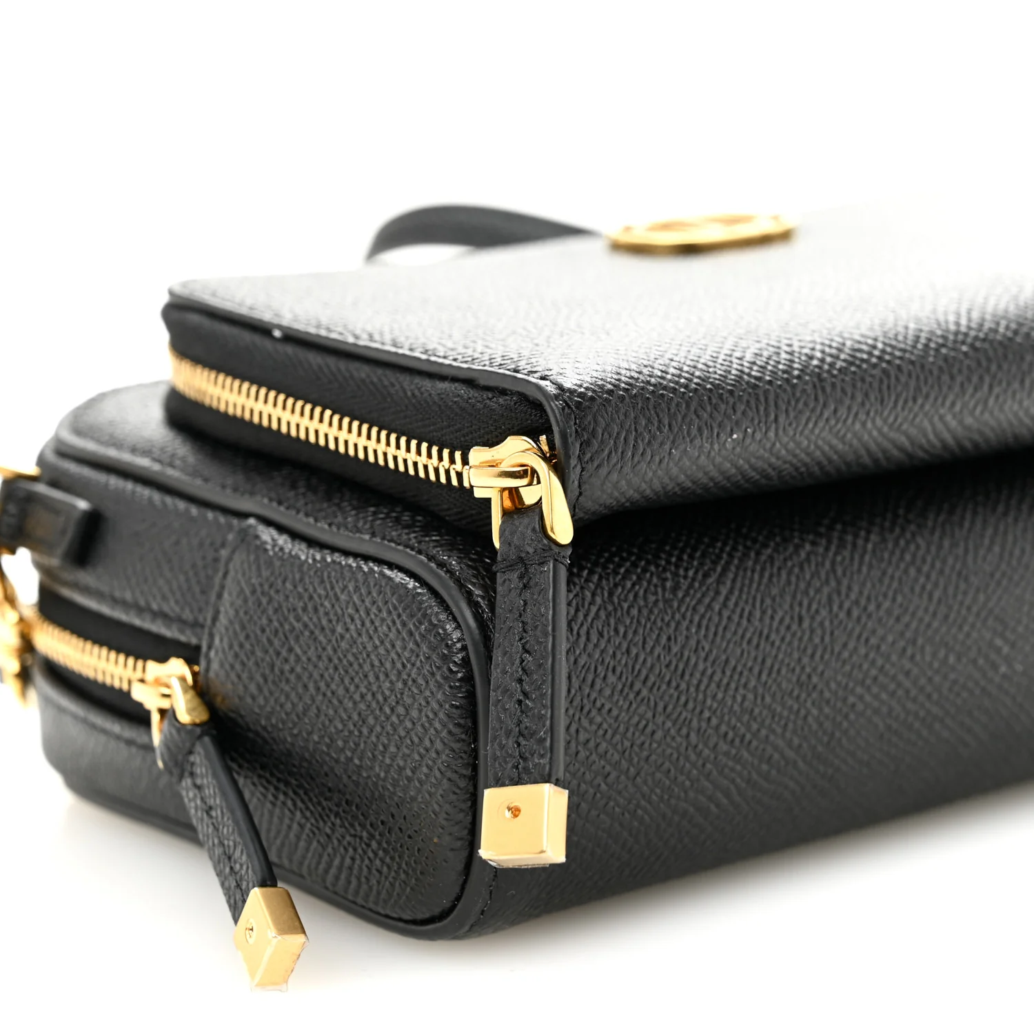 Grained Calfskin Caro Double Pouch Black - Image 10