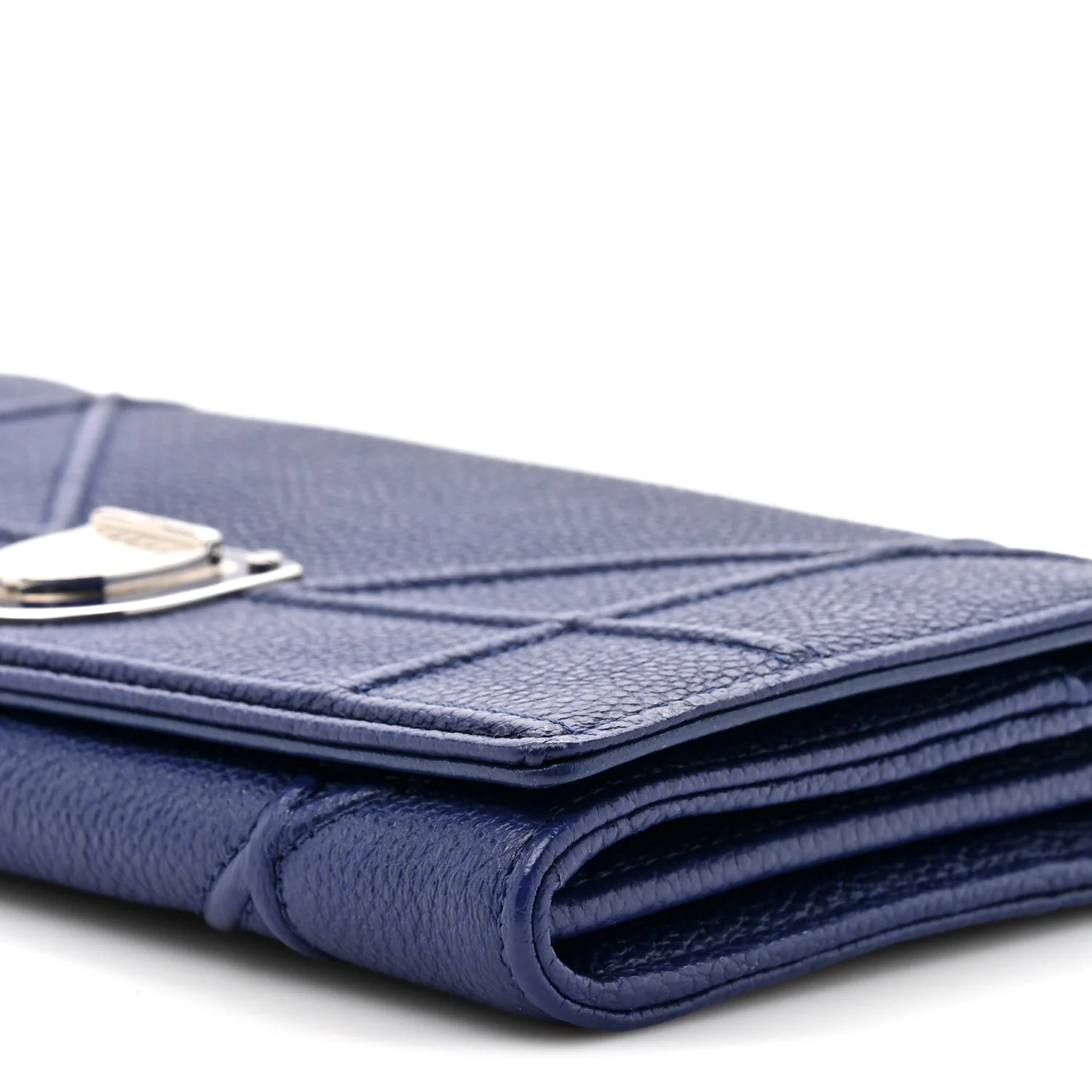 Grained Calfskin Diorama Wallet On Chain Blue - Image 10