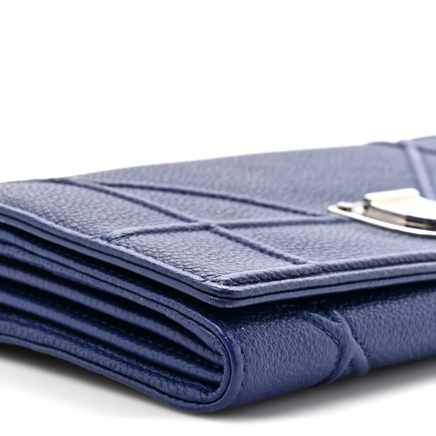 Grained Calfskin Diorama Wallet On Chain Blue - Image 11