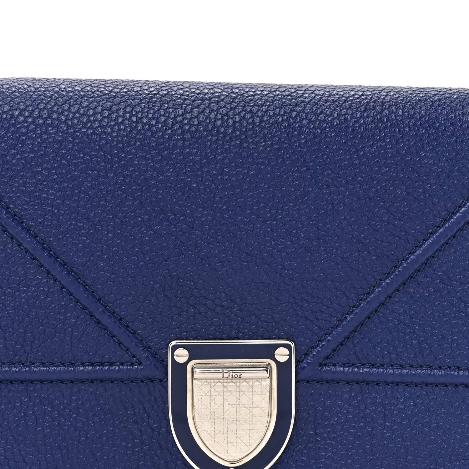 Grained Calfskin Diorama Wallet On Chain Blue - Image 9