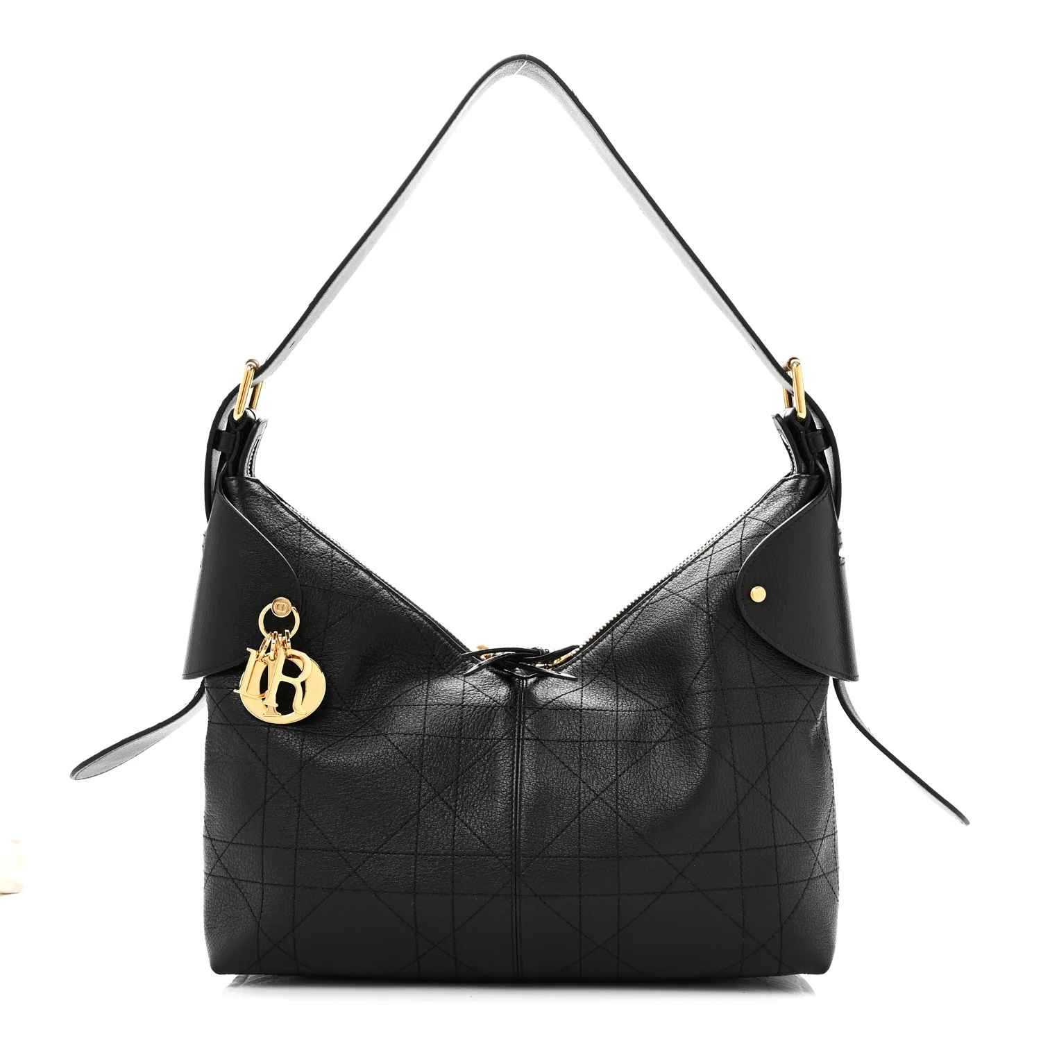 Grained Calfskin Flat Macrocannage Medium Voyage Bag Black