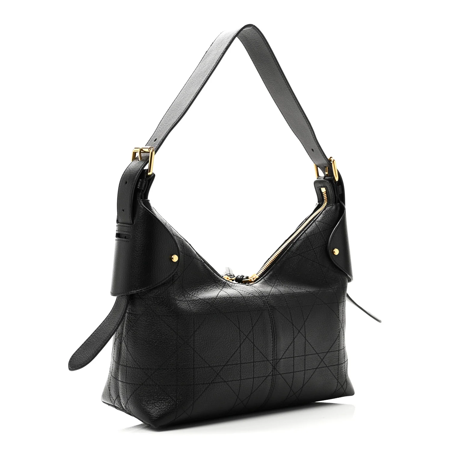 Grained Calfskin Flat Macrocannage Medium Voyage Bag Black - Image 3