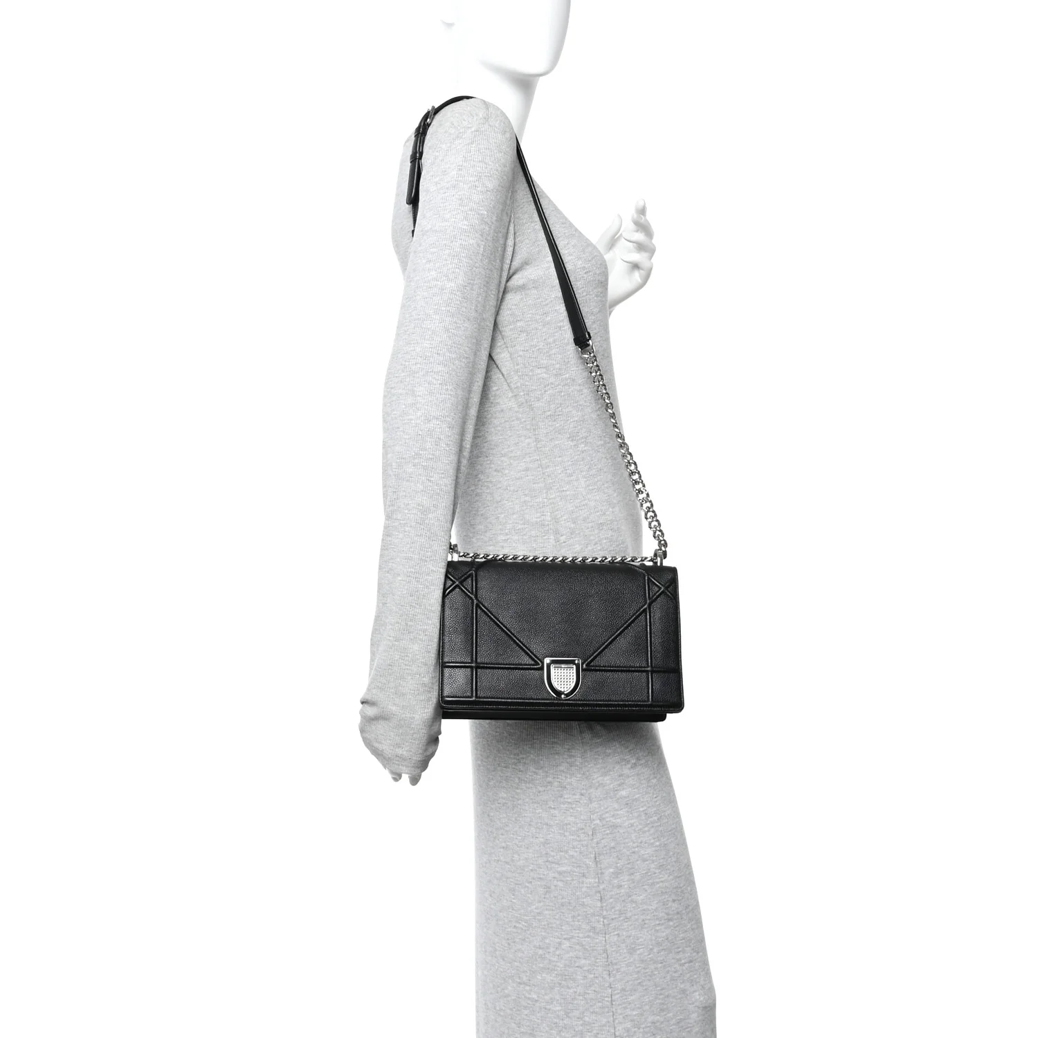 Grained Calfskin Medium Diorama Flap Bag Black - Image 2