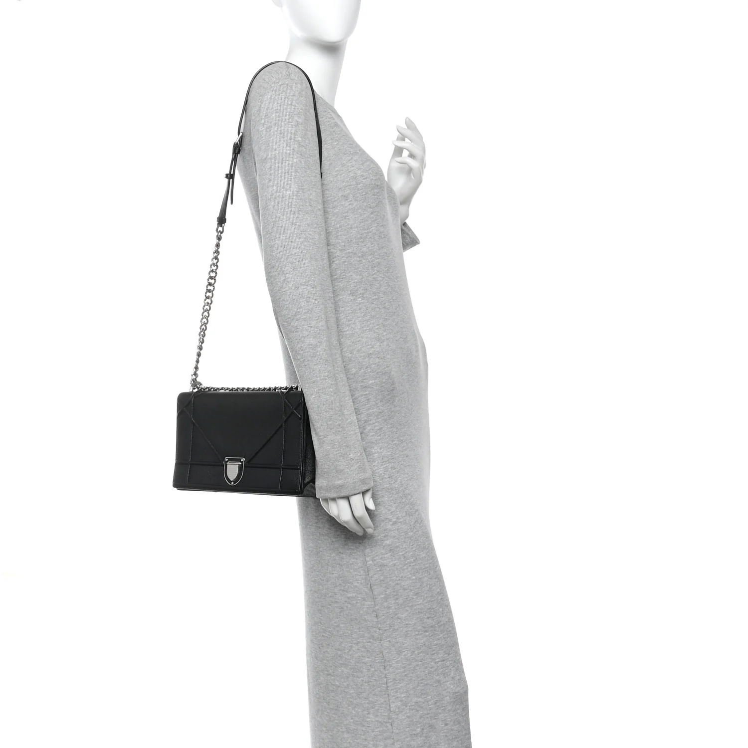 Grained Calfskin Medium Diorama Flap Bag Black - Image 2
