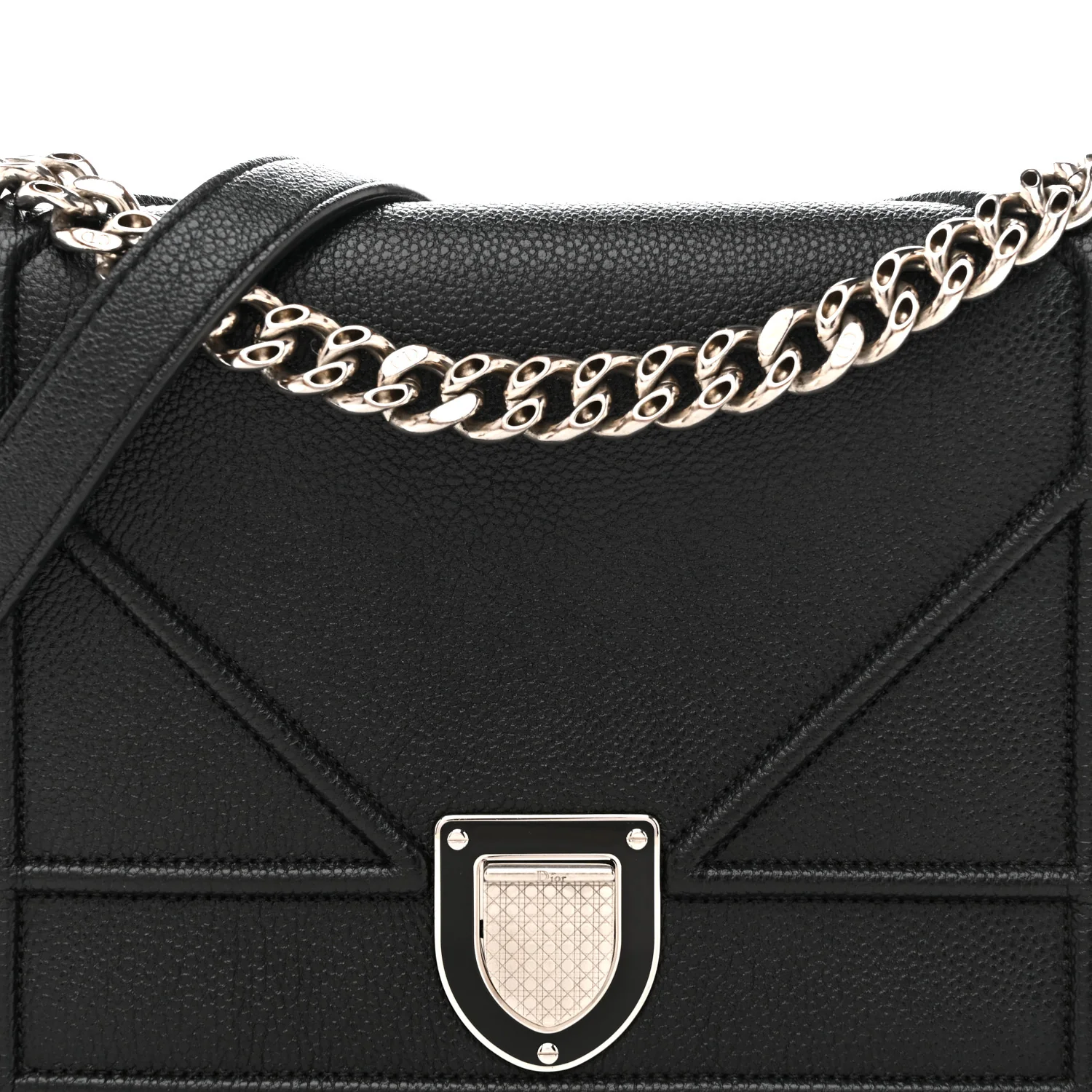 Grained Calfskin Medium Diorama Flap Bag Black - Image 8