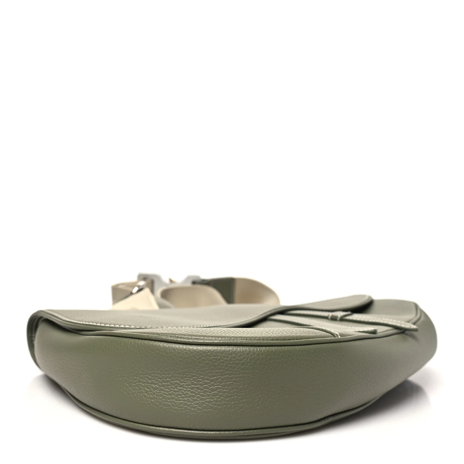 Grained Calfskin Mens Maxi Saddle Bag Olive - Image 4