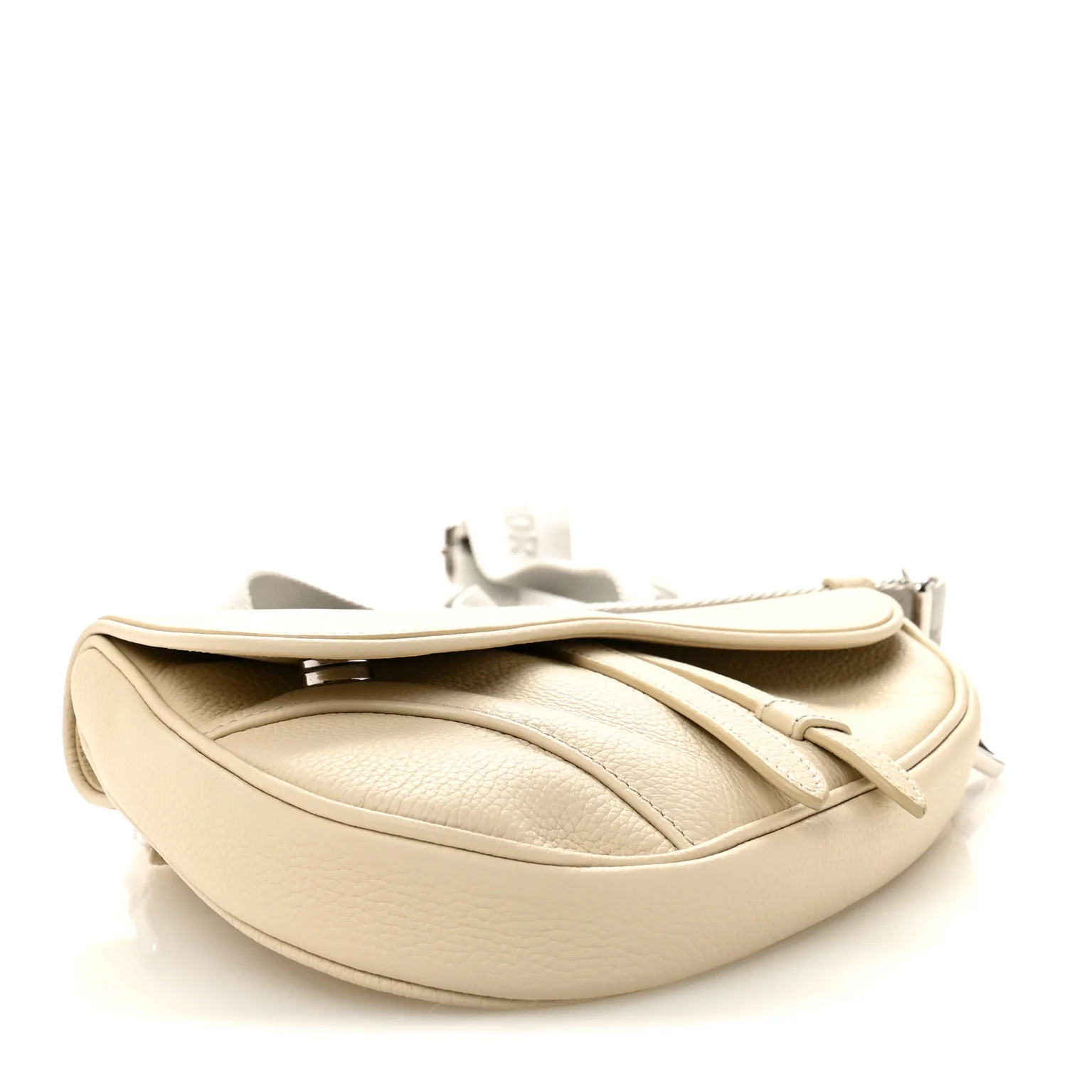 Grained Calfskin Mens Mini Saddle Bag Latte - Image 4