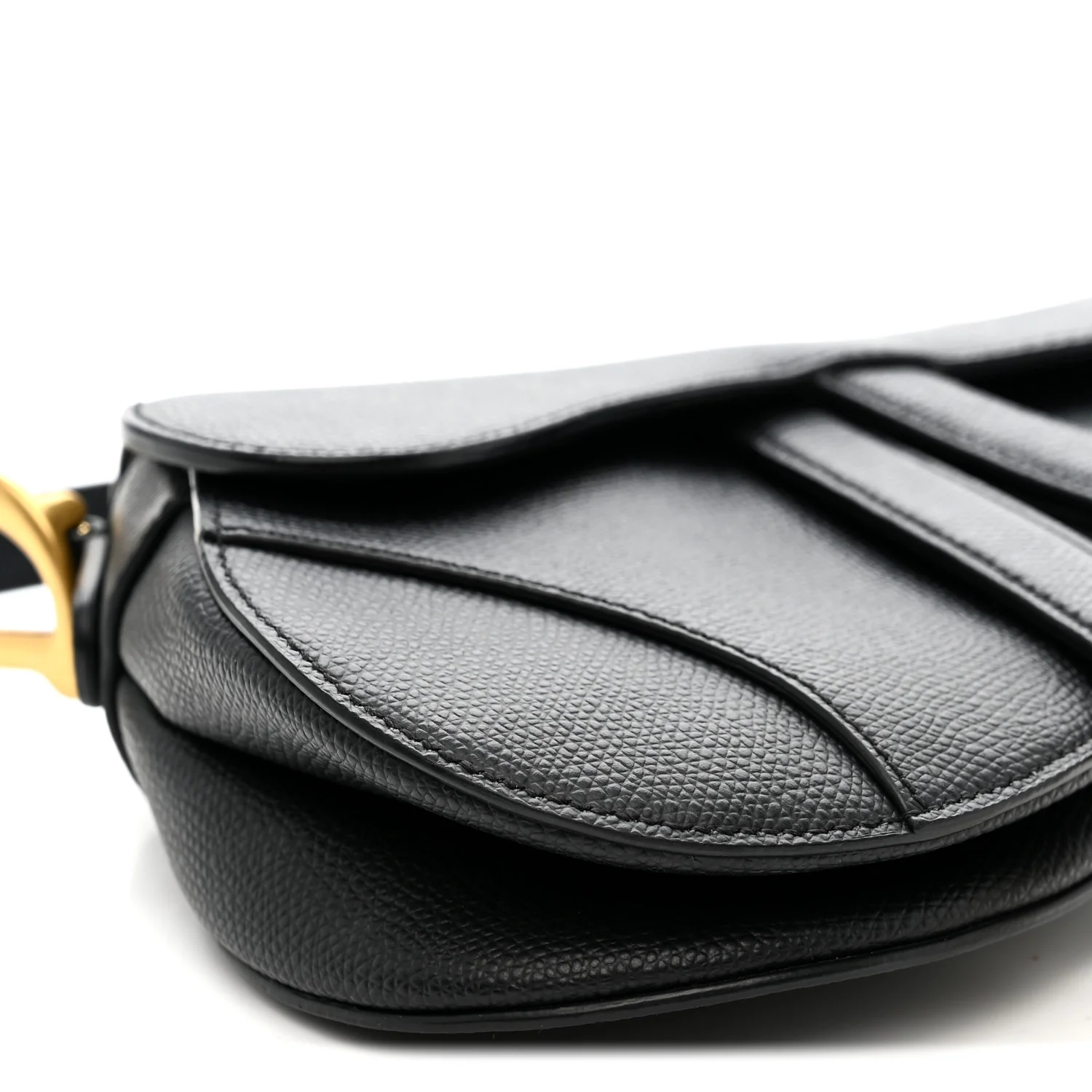 Grained Calfskin Mini Saddle Bag Black - Image 8