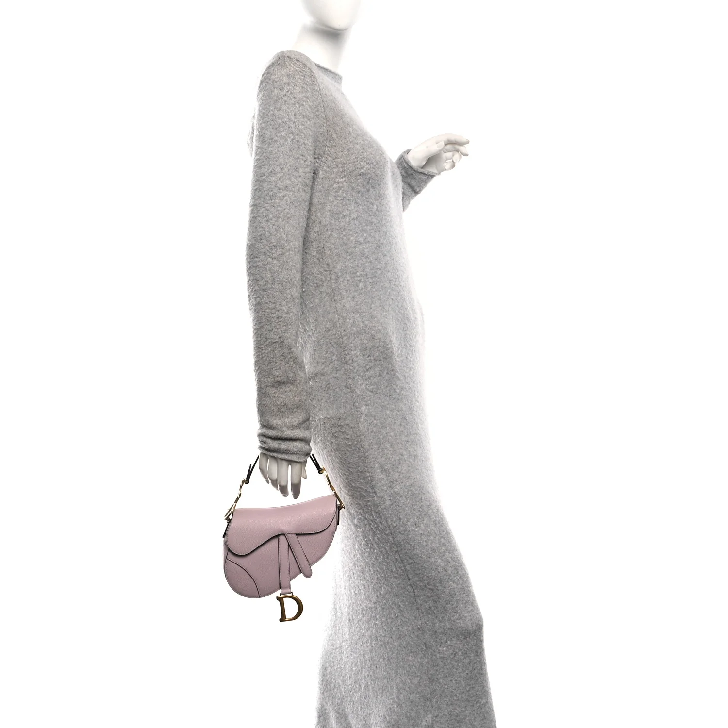 Grained Calfskin Mini Saddle Bag Light Pink - Image 2