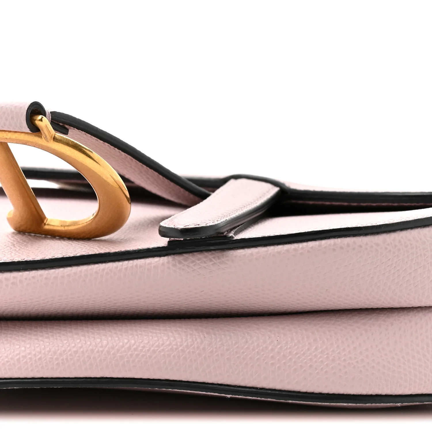 Grained Calfskin Mini Saddle Bag Light Pink - Image 9