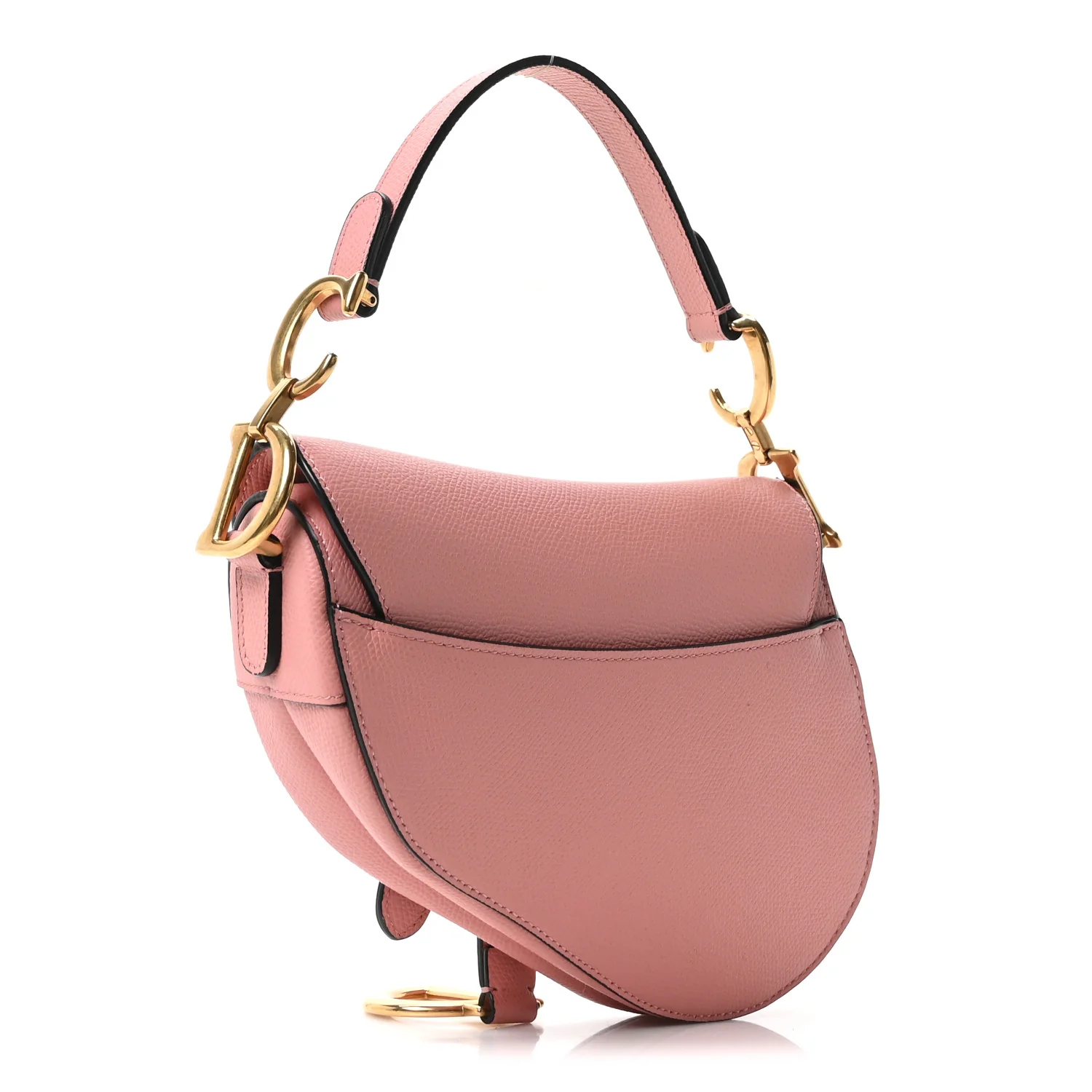 Grained Calfskin Mini Saddle Bag Pink - Image 3