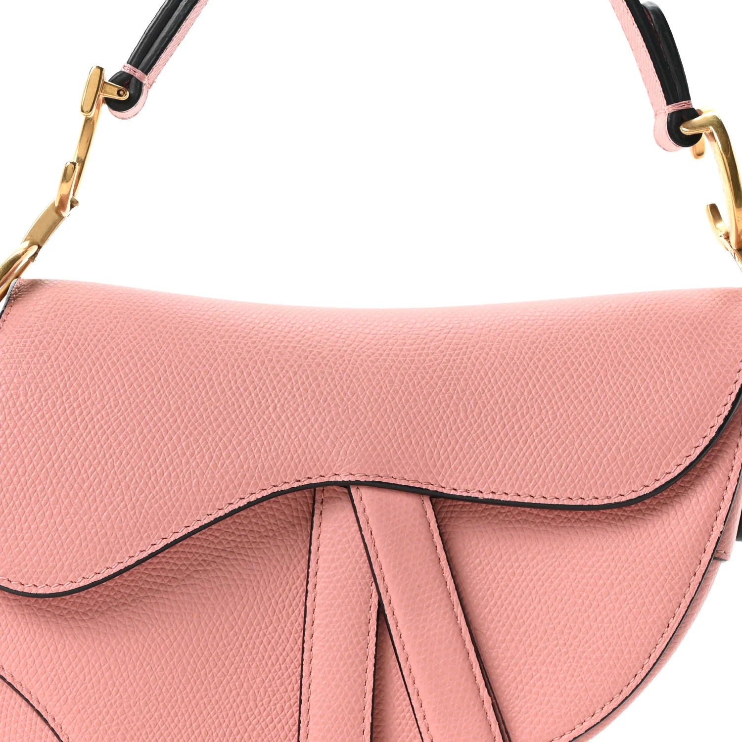Grained Calfskin Mini Saddle Bag Pink - Image 8