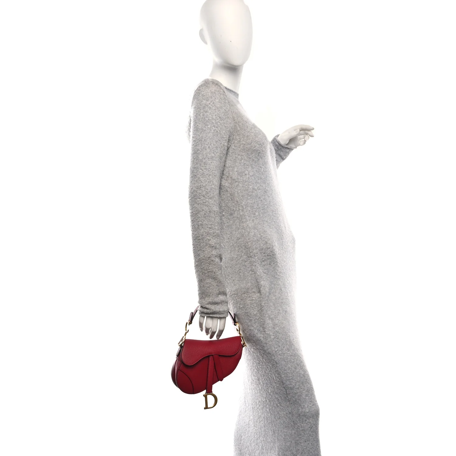 Grained Calfskin Mini Saddle Bag Red - Image 2